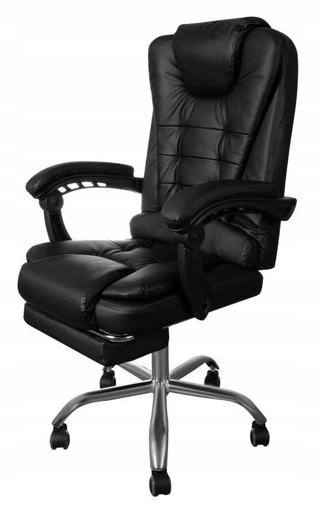 Office chair swivel eco leather with footrest black
