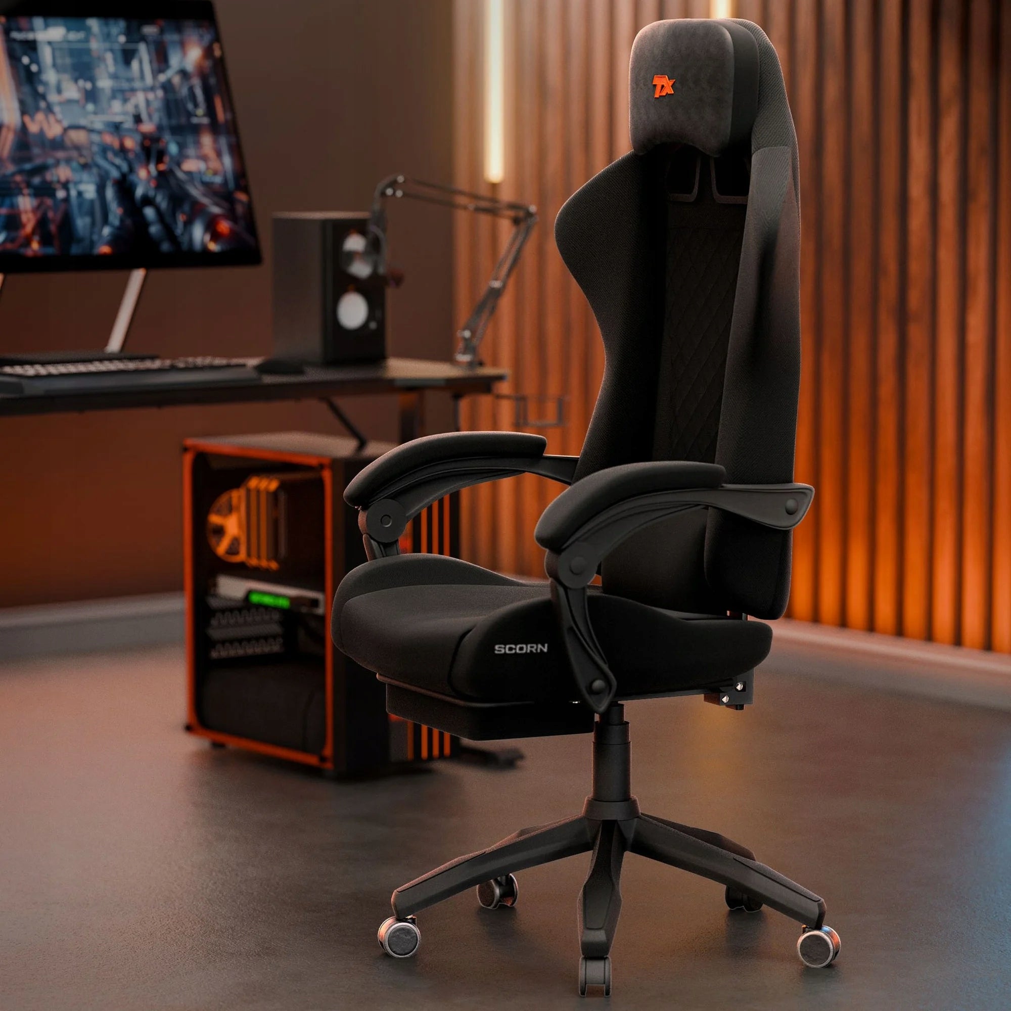 Office chair swivel gaming chair with footrest SCORN TREX E-SPORTS Packaging status original