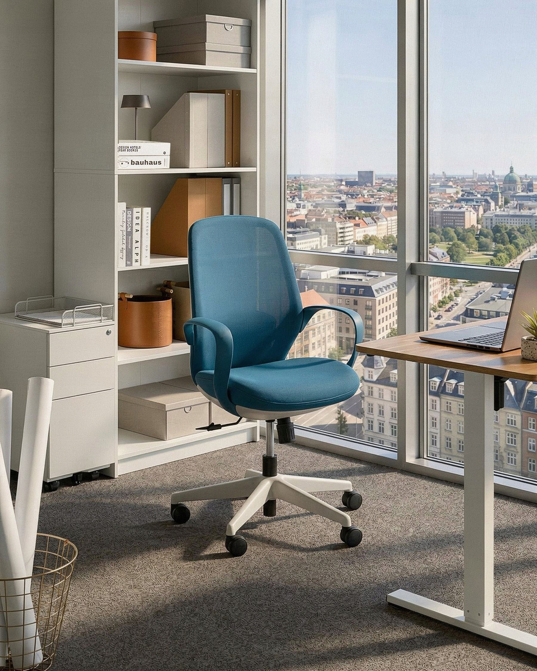 Office chair swivel net height adjustable blue Packaging status original