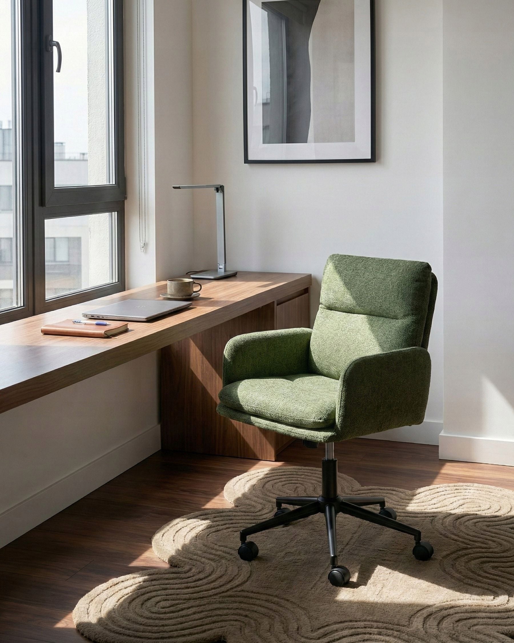 Office chair swivel upholstered height adjustment green Packaging status original