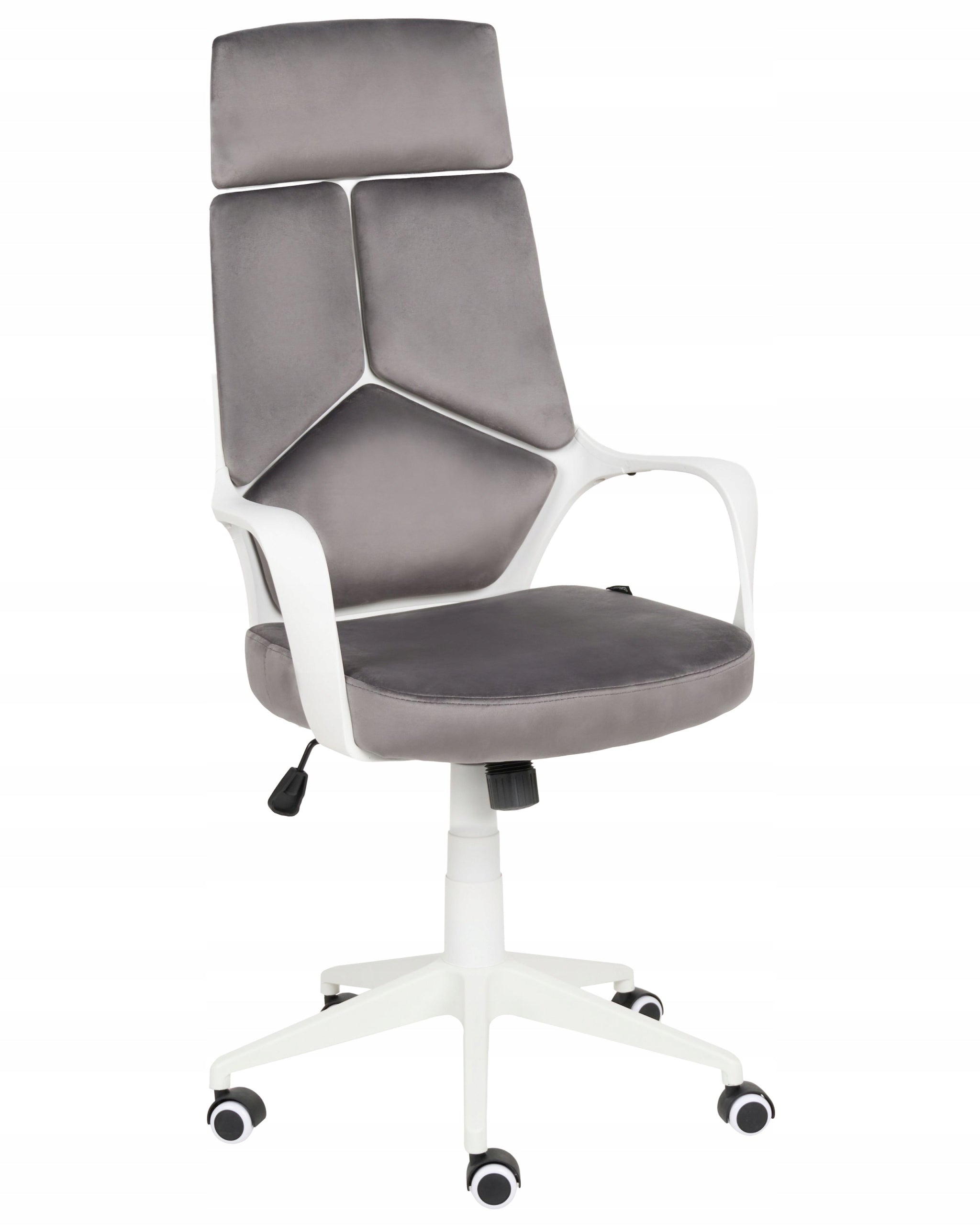 Office chair velour adjustable wheels grey