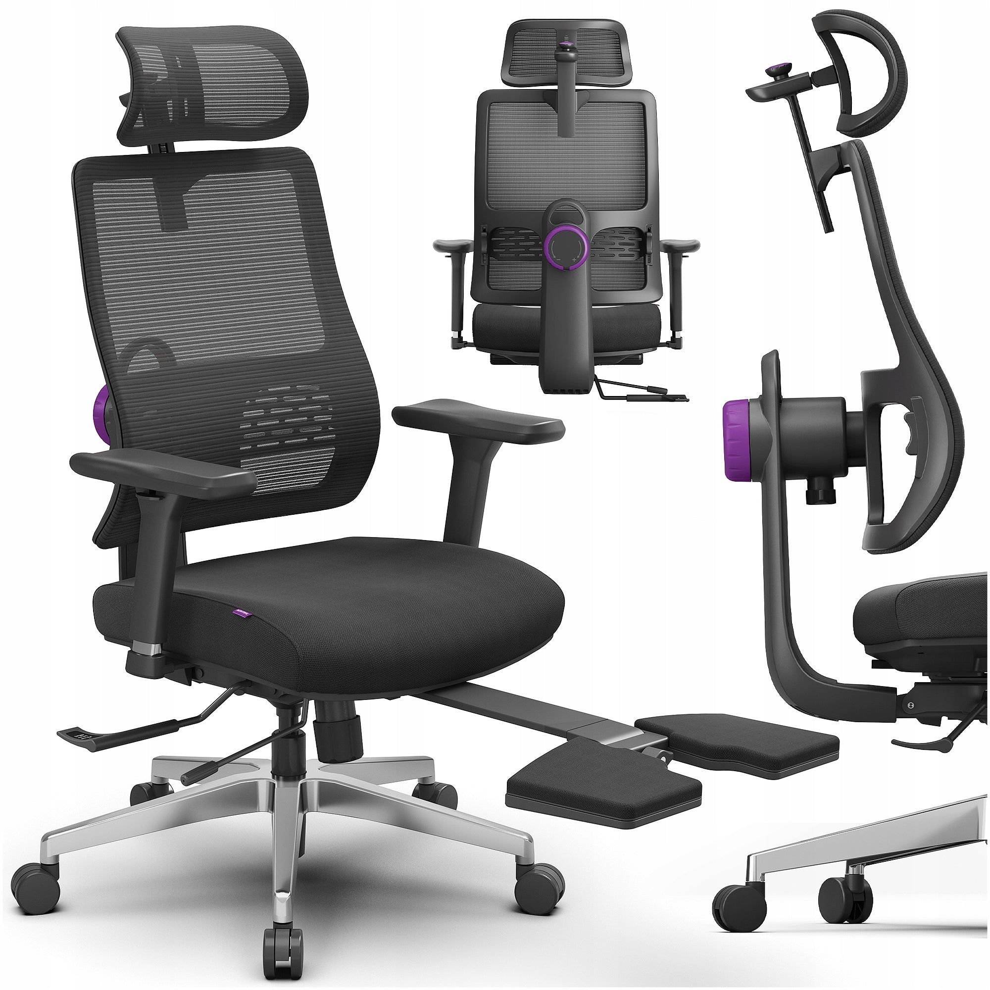 Office chair with Footrest ERGONOMIC 136kg Spacetronik swivel black
