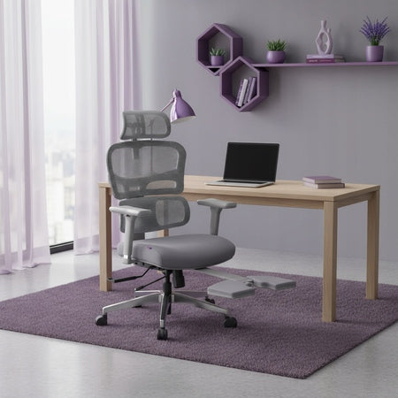 Office chair with Footrest ERGONOMIC 136kg Spacetronik swivel grey Manufacturer code SPC-LUMBO-44G