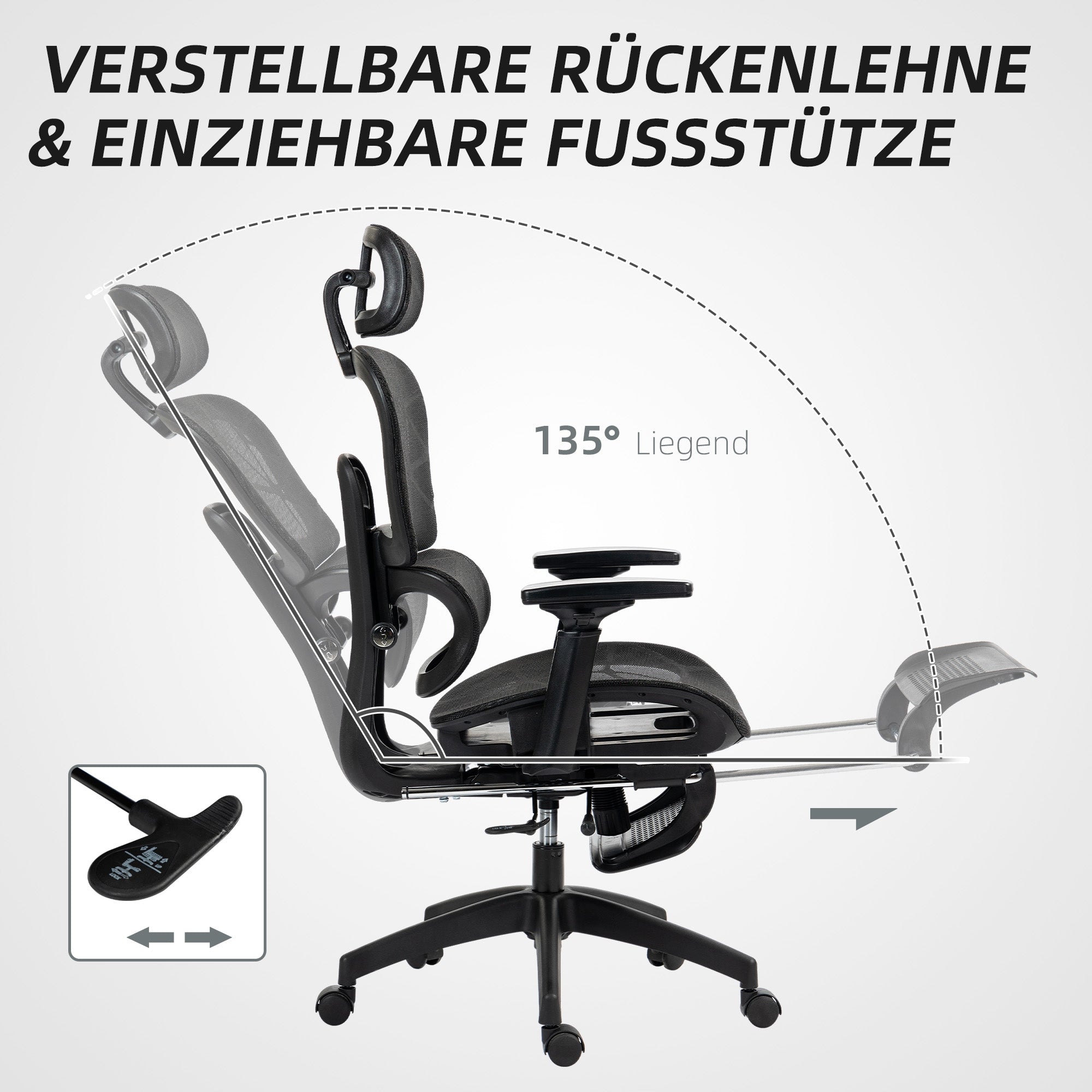 Office chair with armrests, headrest, lumbar support Brand Homcom
