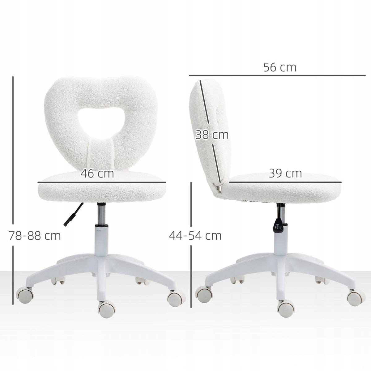 Office chair with heart-shaped backrest, white Brand no brand