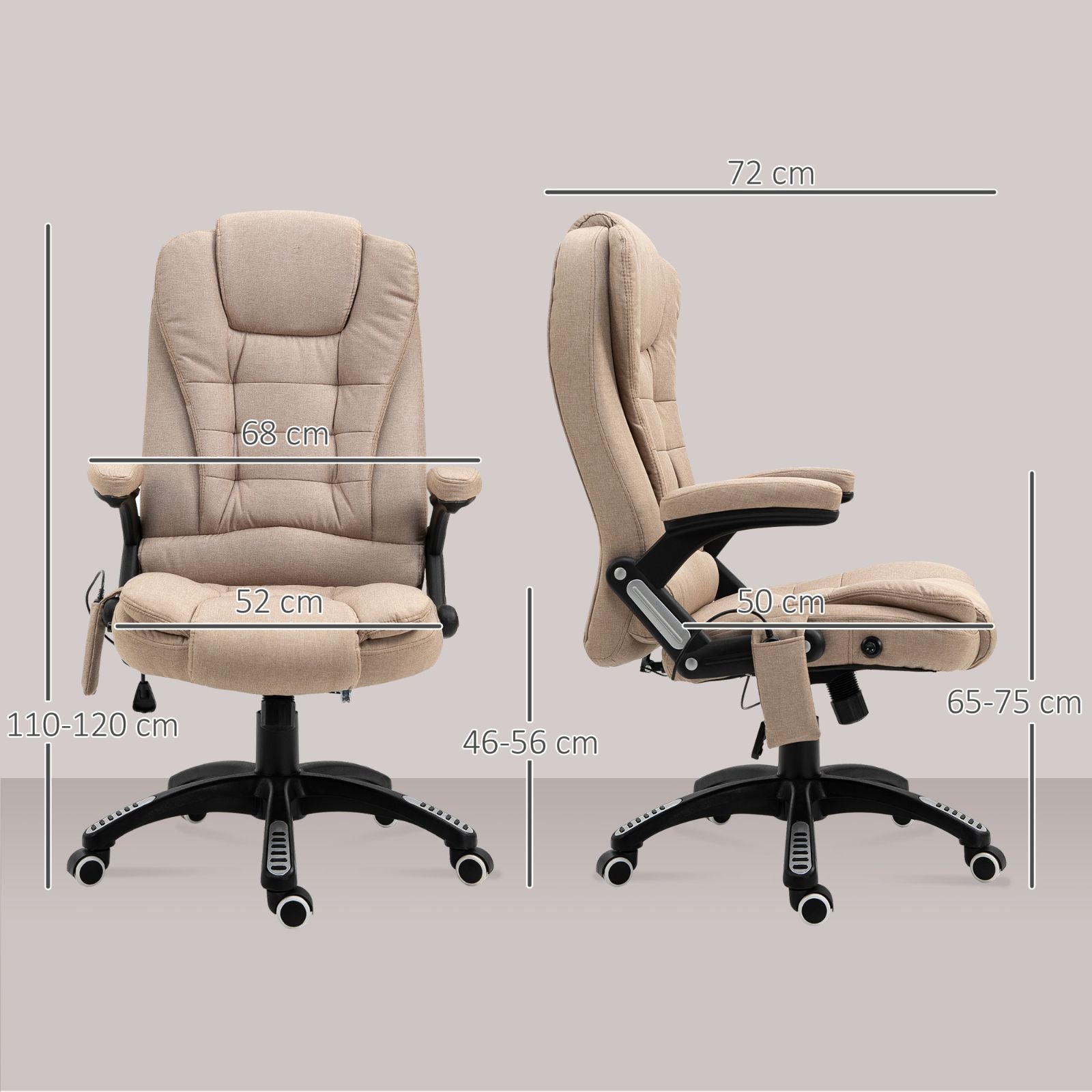Office chair with massage and heating, ergonomic, brown Brand no brand