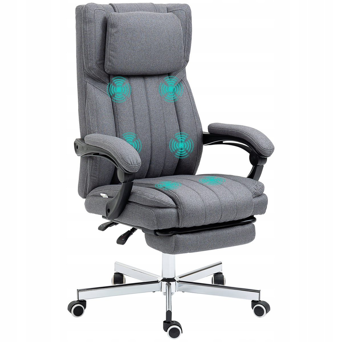 Office chair with massage, reclining function, grey