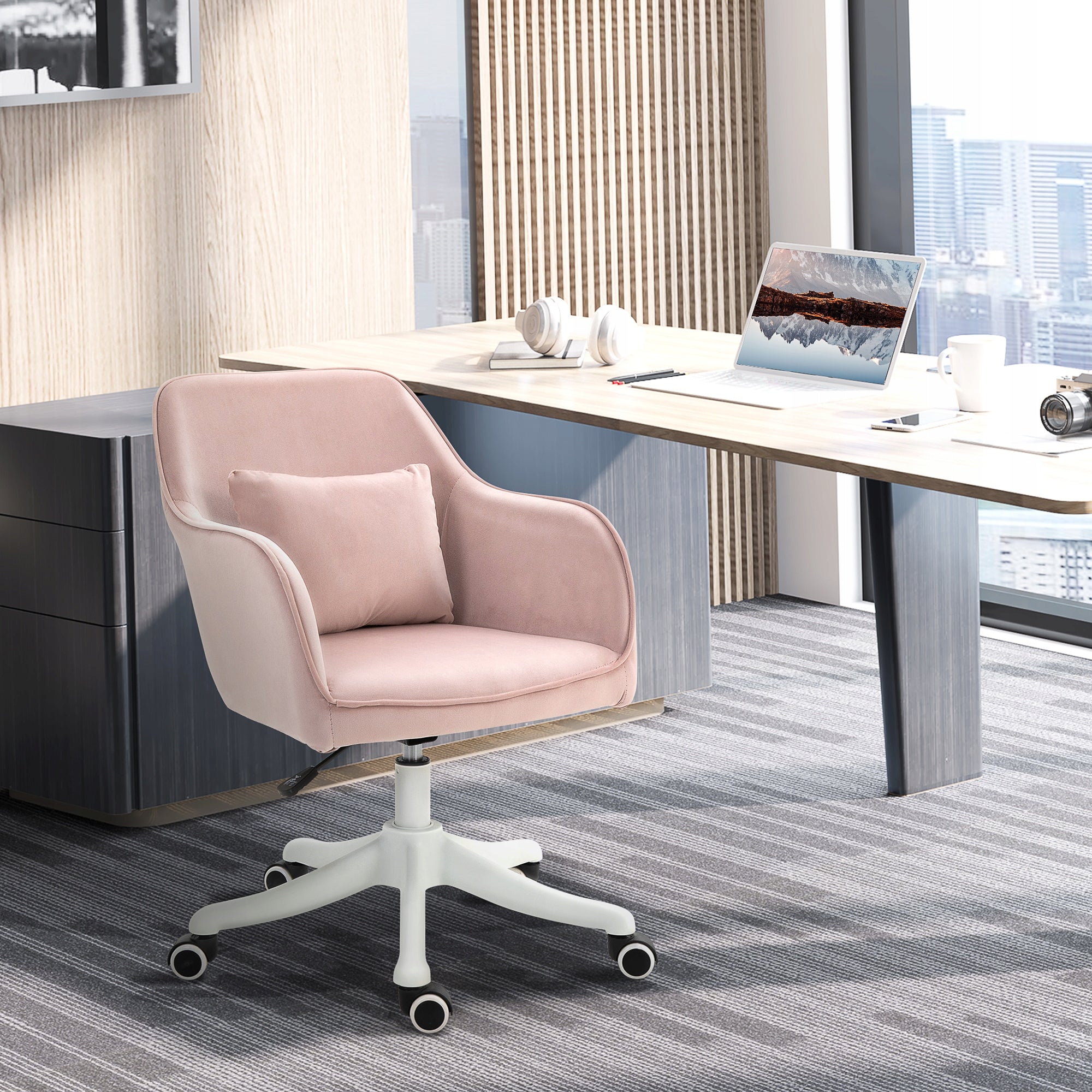 Office chair with massage, swivel, with vibration function, velour, pink Packaging status original