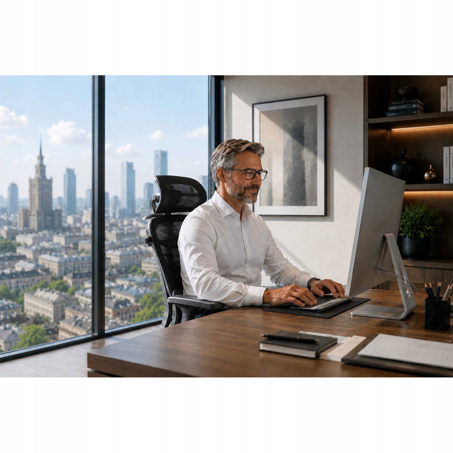 Office chair with microgrid Sofotel Talin - black Furniture depth 77 cm