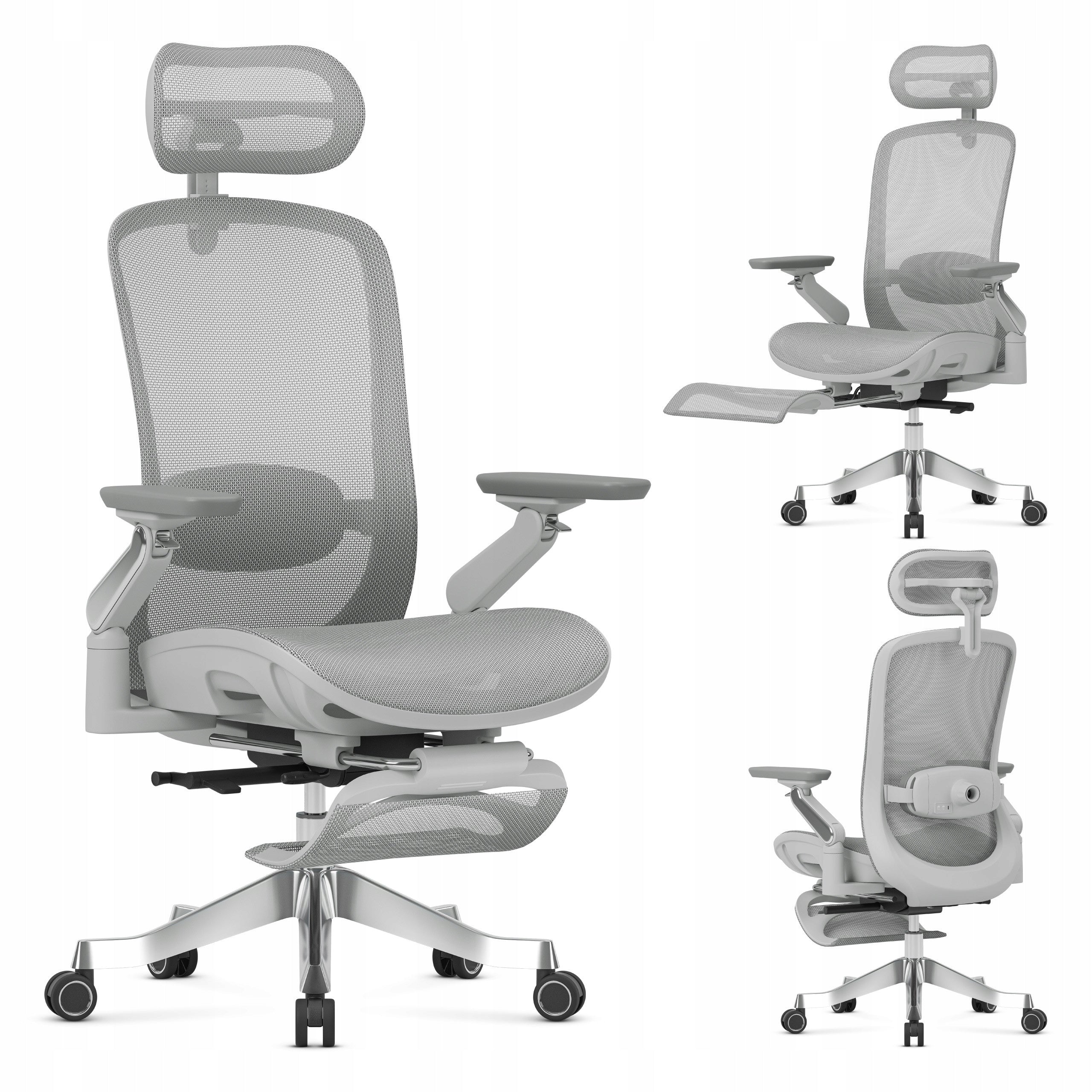 Office chair with rotary massage MARK ADLER grey ergonomic WITH FOOTREST