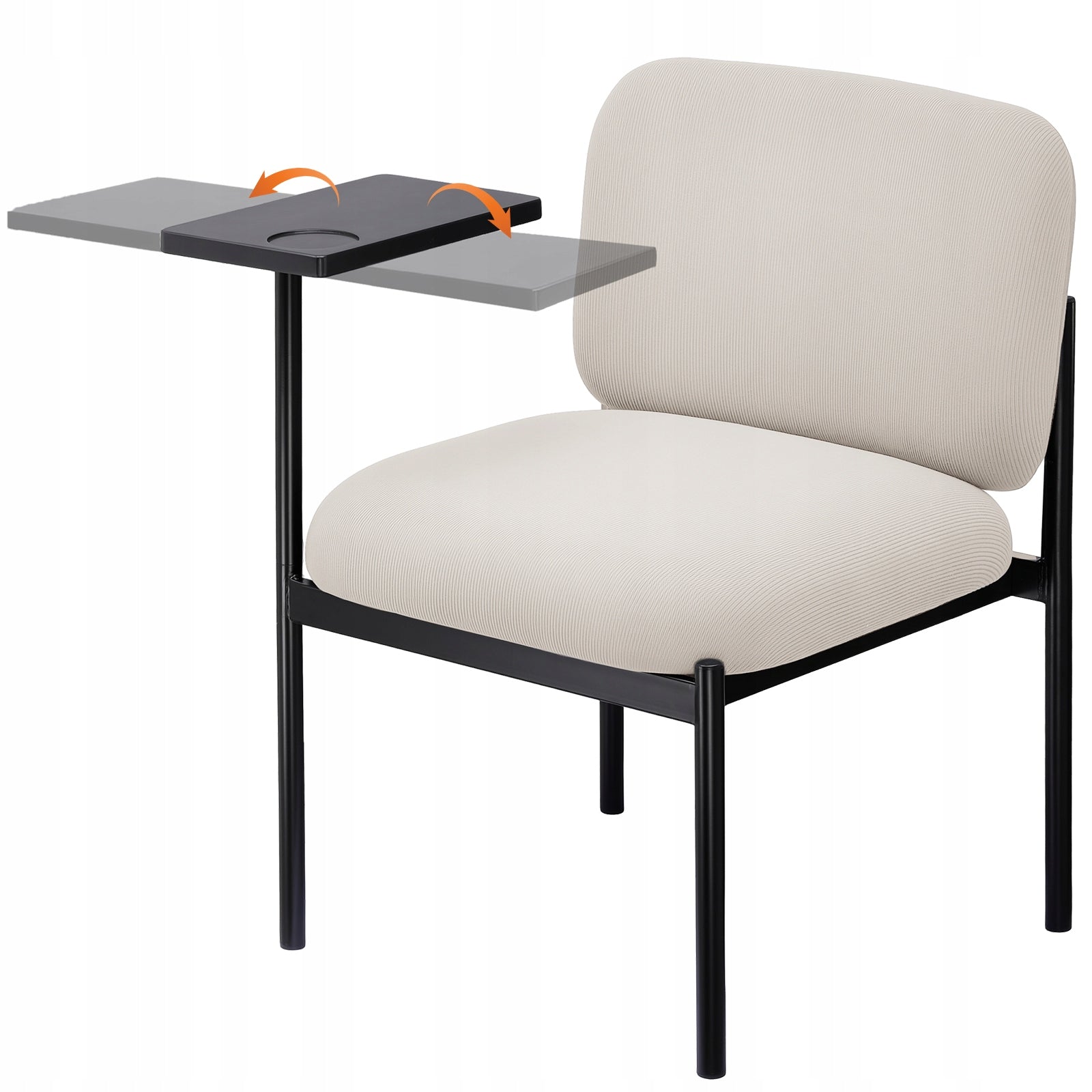 Office chair with small table, stylish design, Beige fabric
