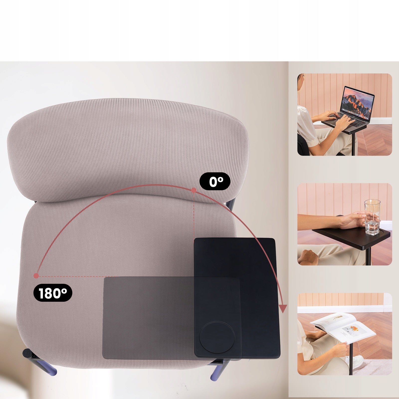 Office chair with small table, stylish design, Purple fabric EAN (GTIN) 4255764510784