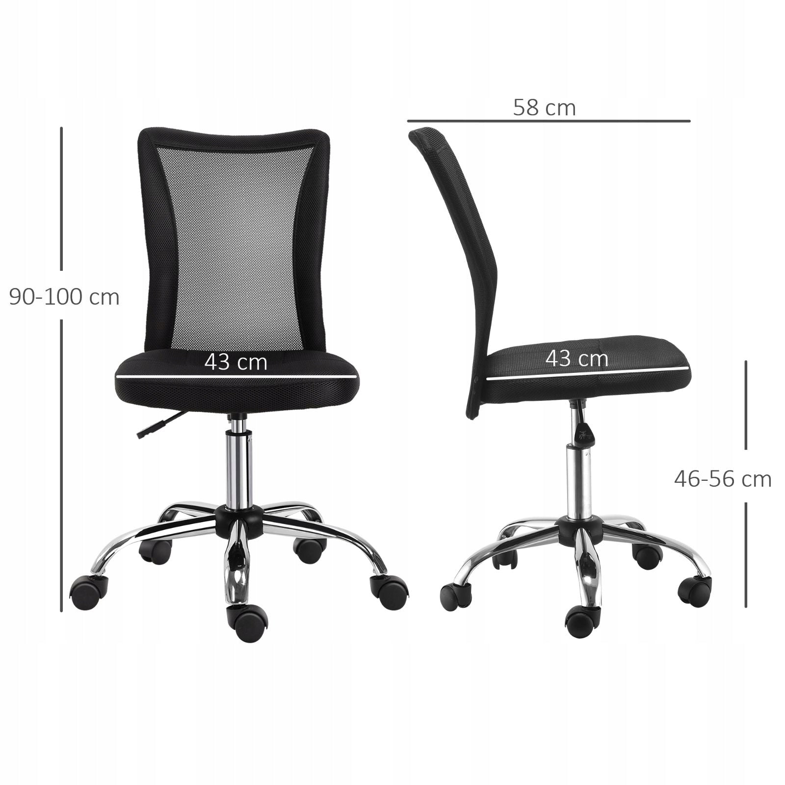 Office chair without armrests ergonomic black up to 100 kg Brand no brand