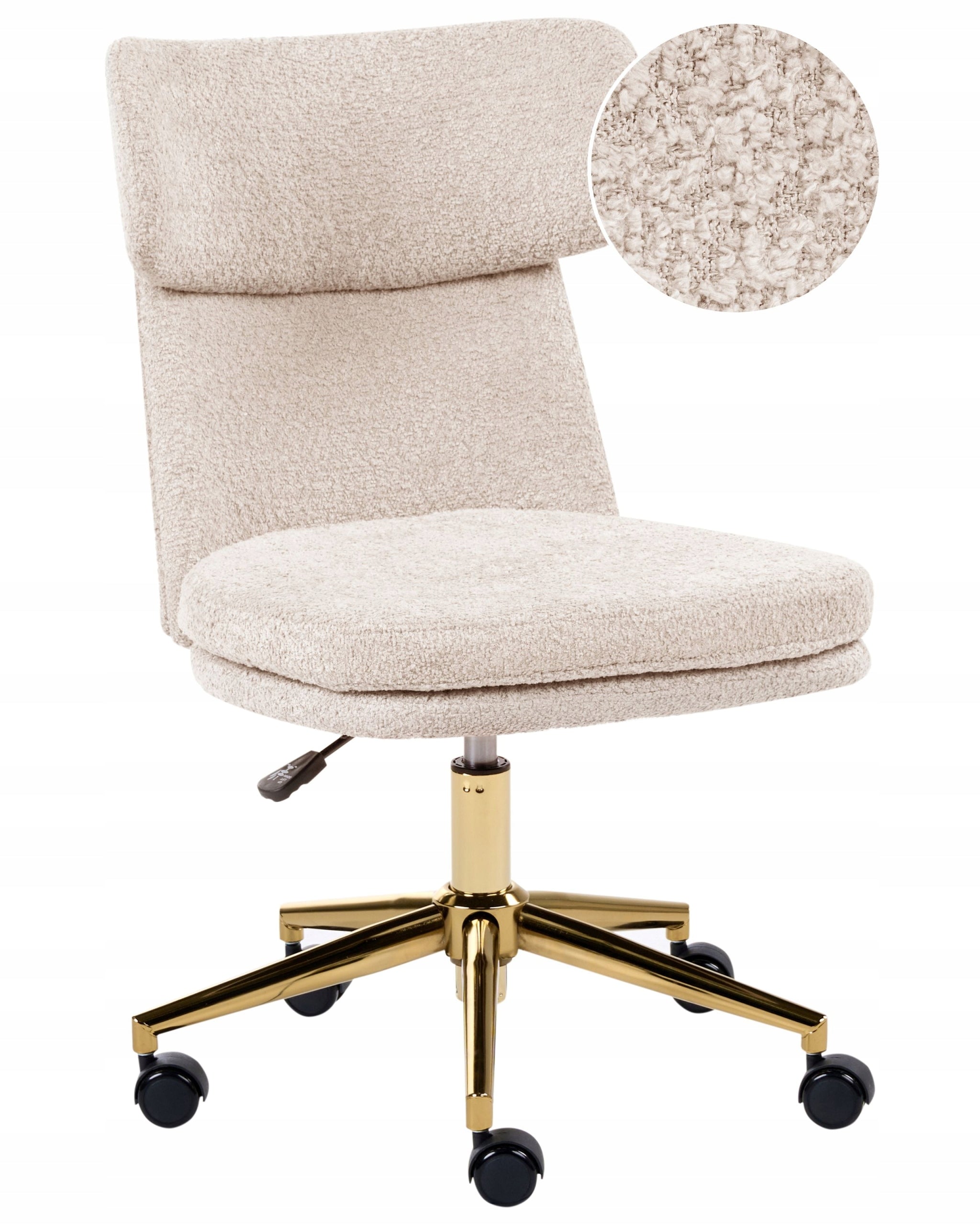 Office chair without armrests height adjustment boucle light beige