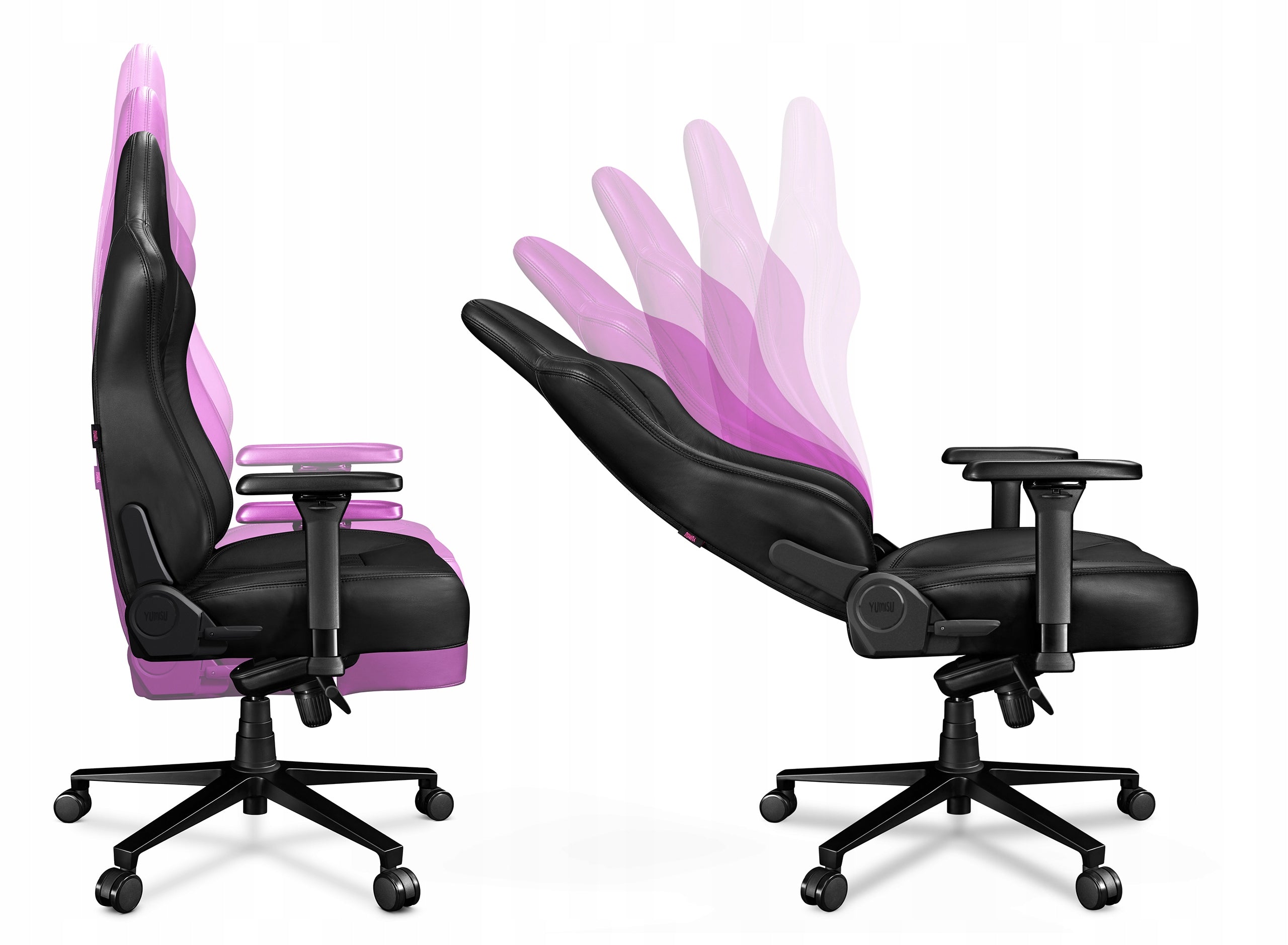 Office swivel bucket gaming chair YUMISU 2053 Real Leather Model 2053 Black Real Leather