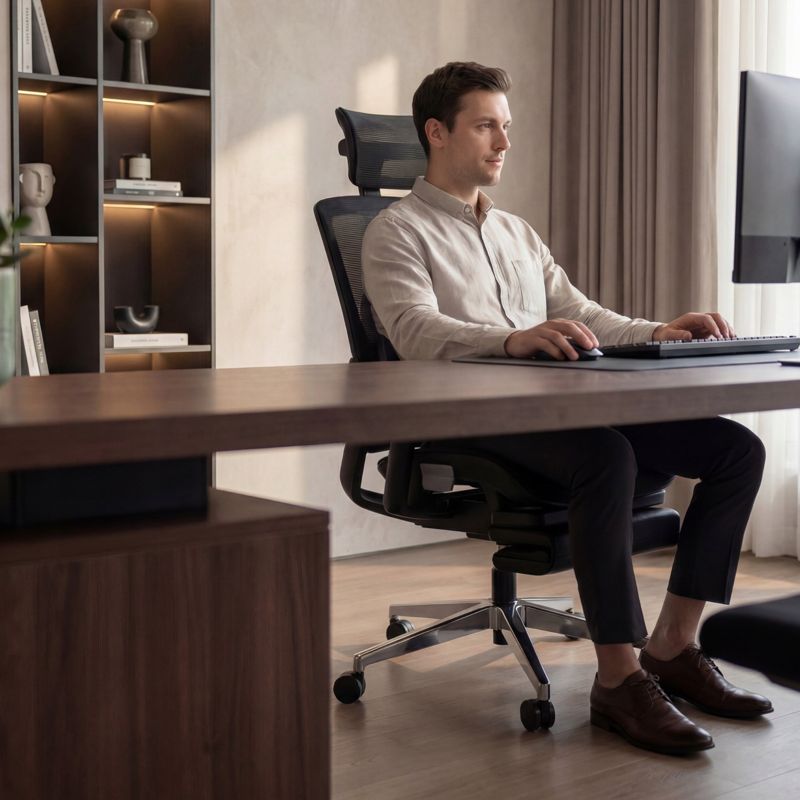 Office swivel chair MARK ADLER black ergonomic with footrest 130 kg Packaging status original