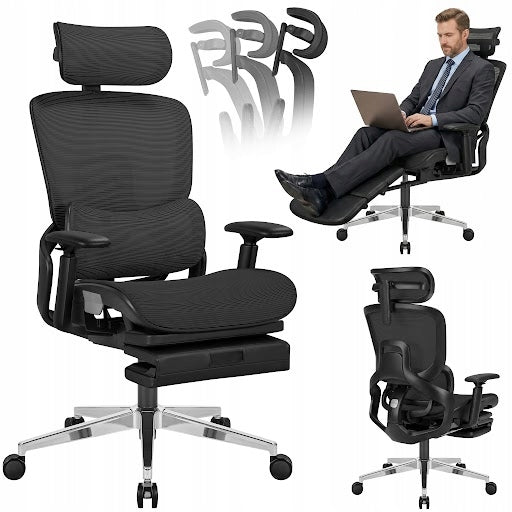 Office swivel chair MARK ADLER black ergonomic with footrest 130 kg