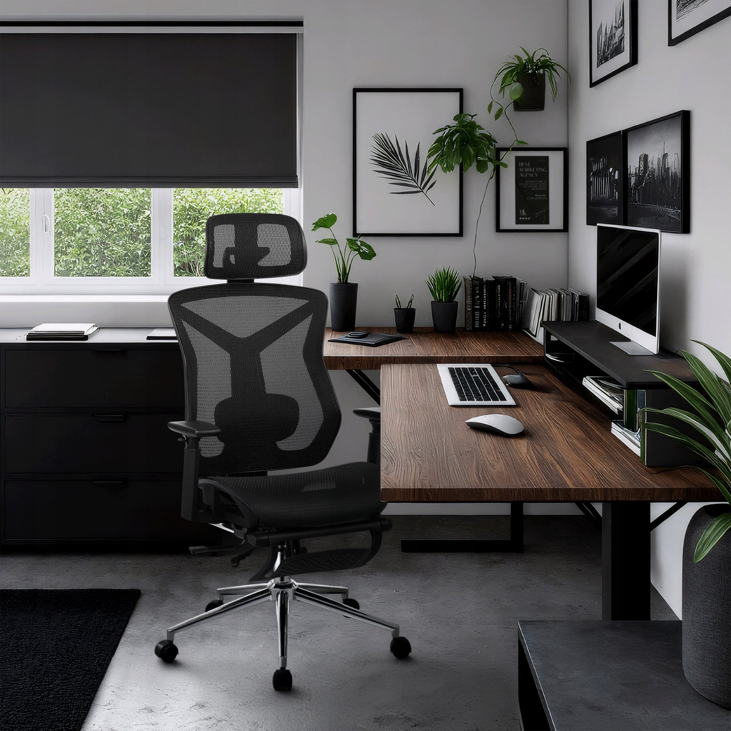 Office swivel chair MARK ADLER black ergonomic with footrest up to 130kg Packaging status original