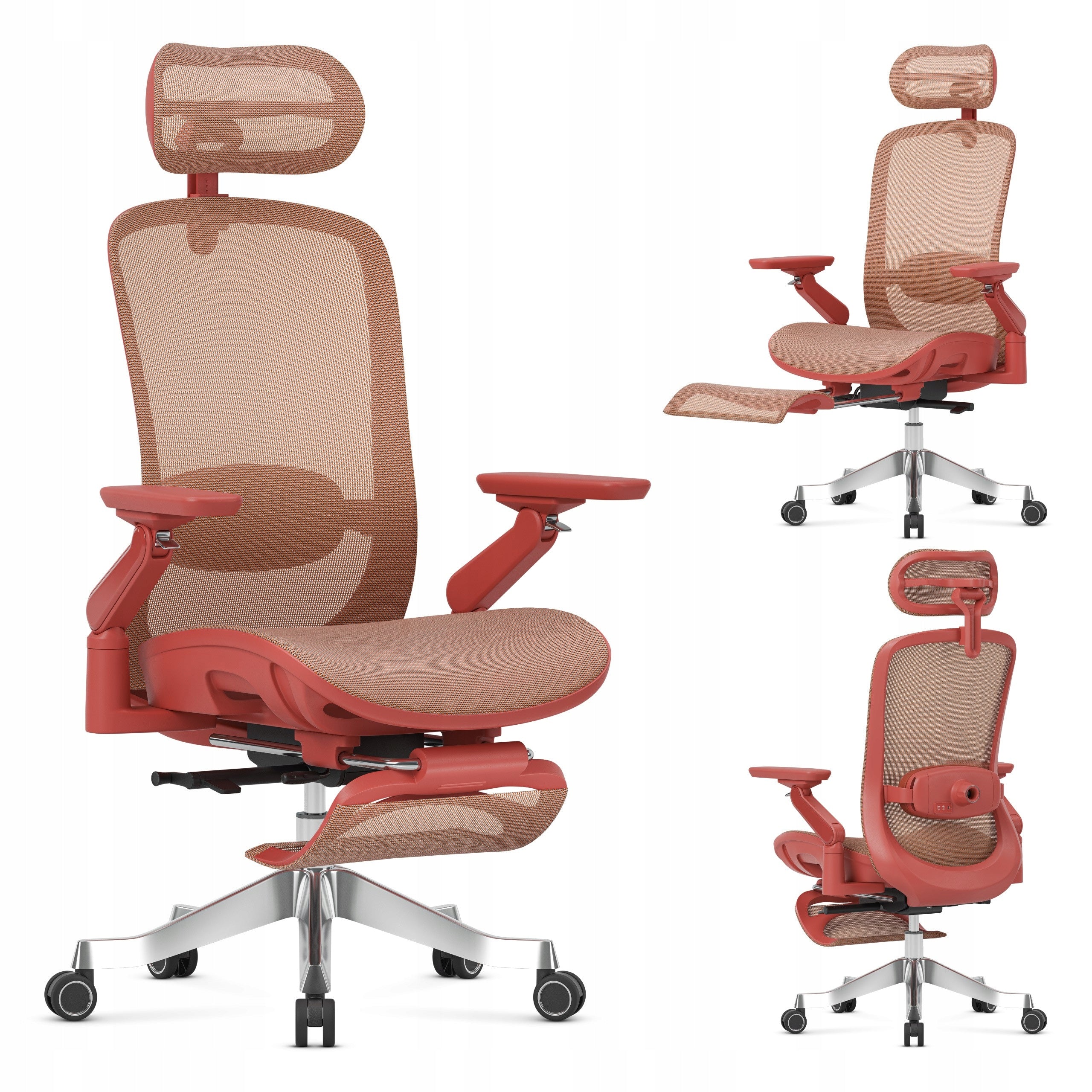 Office swivel chair MARK ADLER red massage ergonomic footrest