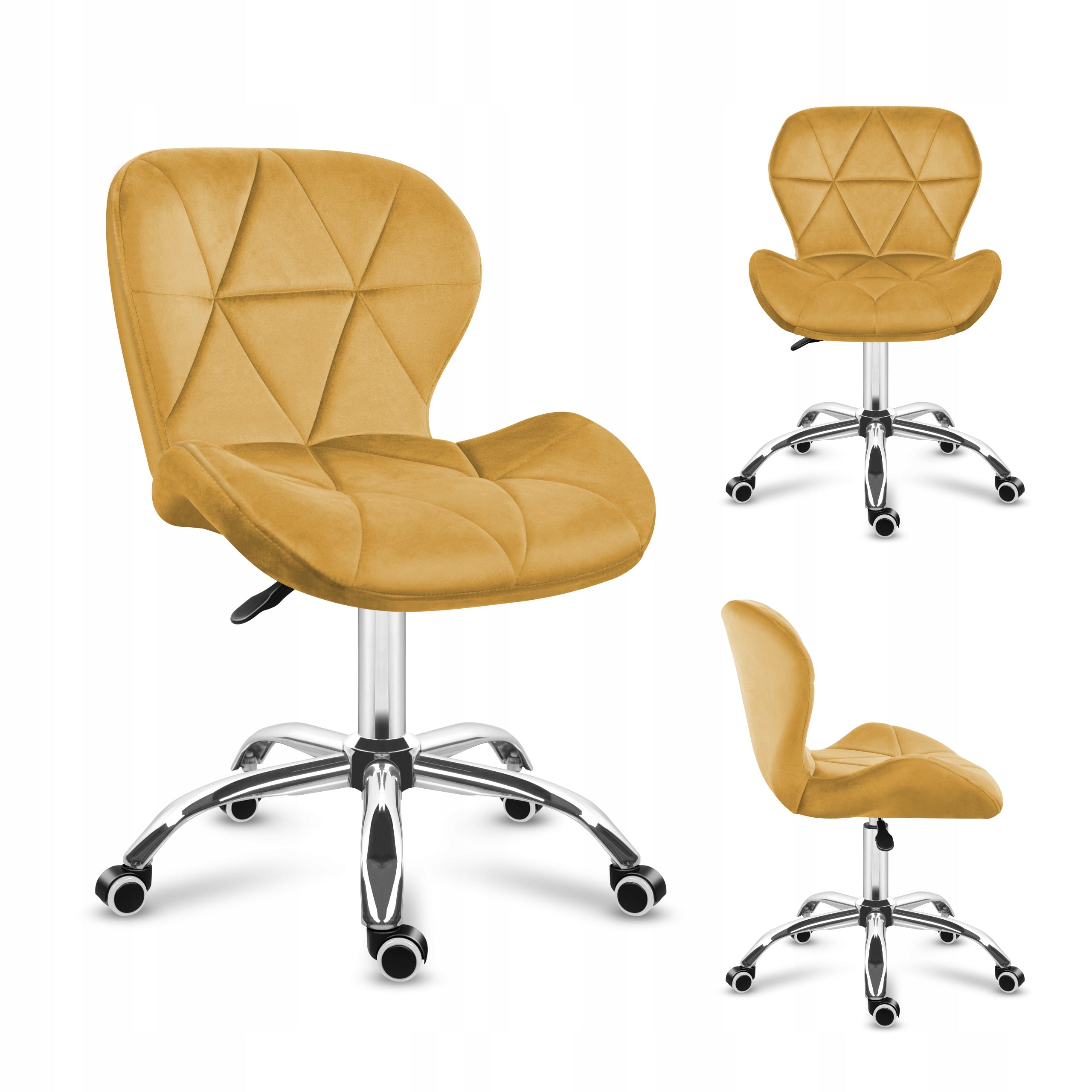 Office swivel chair MARK ADLER yellow velour upholstered for living room