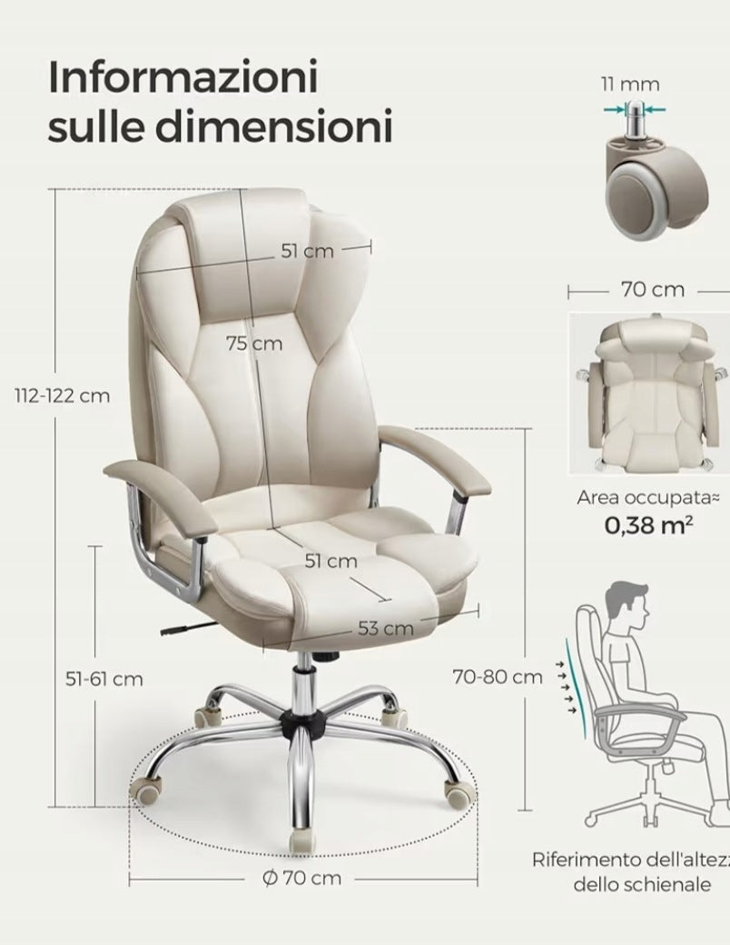Office swivel chair Songmics beige for office Manufacturer code OBG057W01