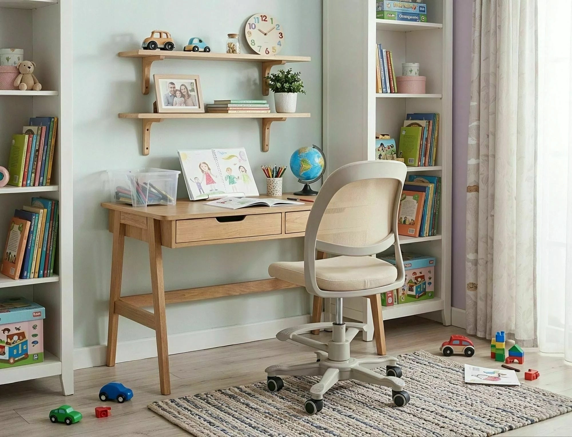 Office swivel chair beige adjustable with footrest for desk Q-027 Packaging status original