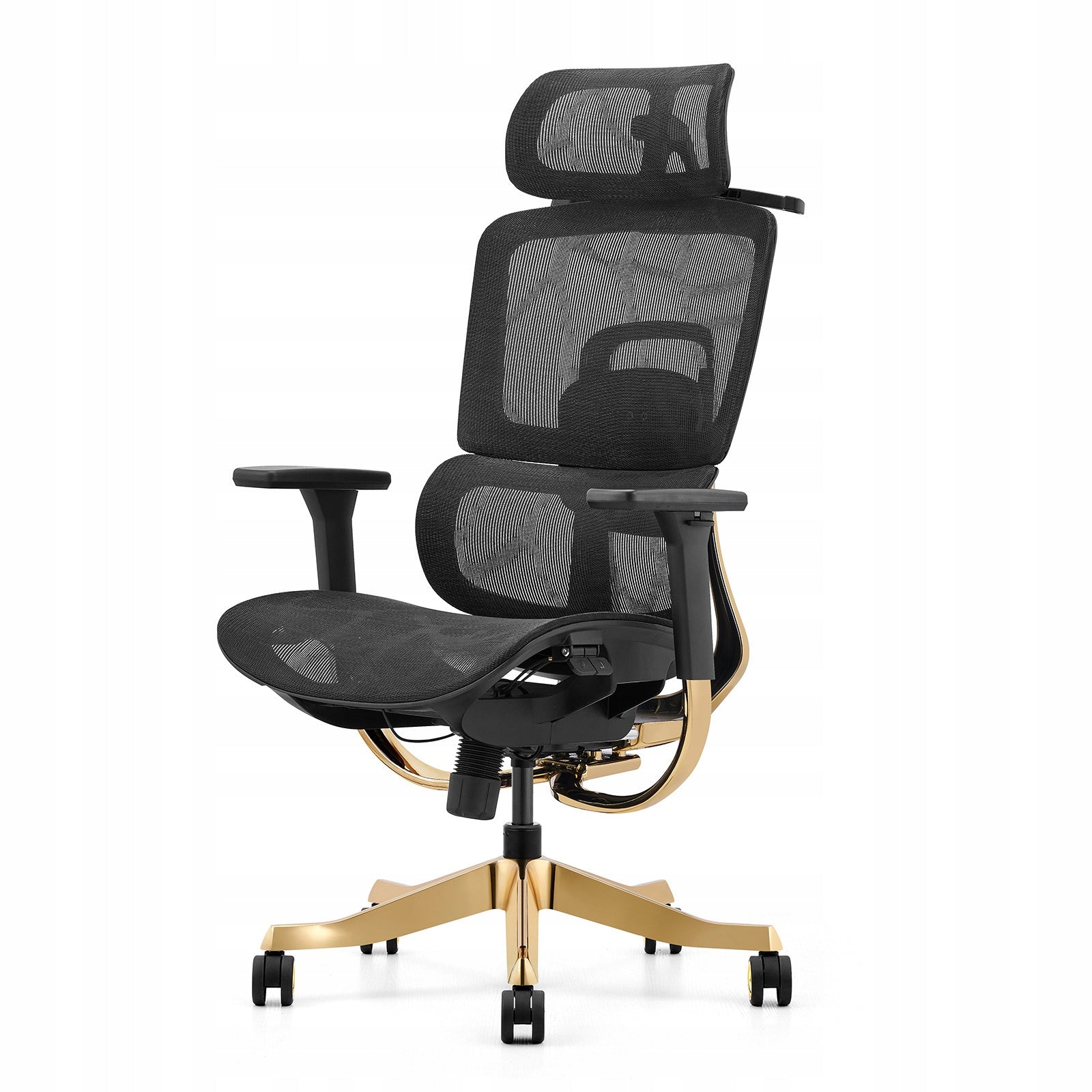 Office swivel chair ergonomic black and gold mesh footrest 2307A Manufacturer code Fotel biurowy 2307A