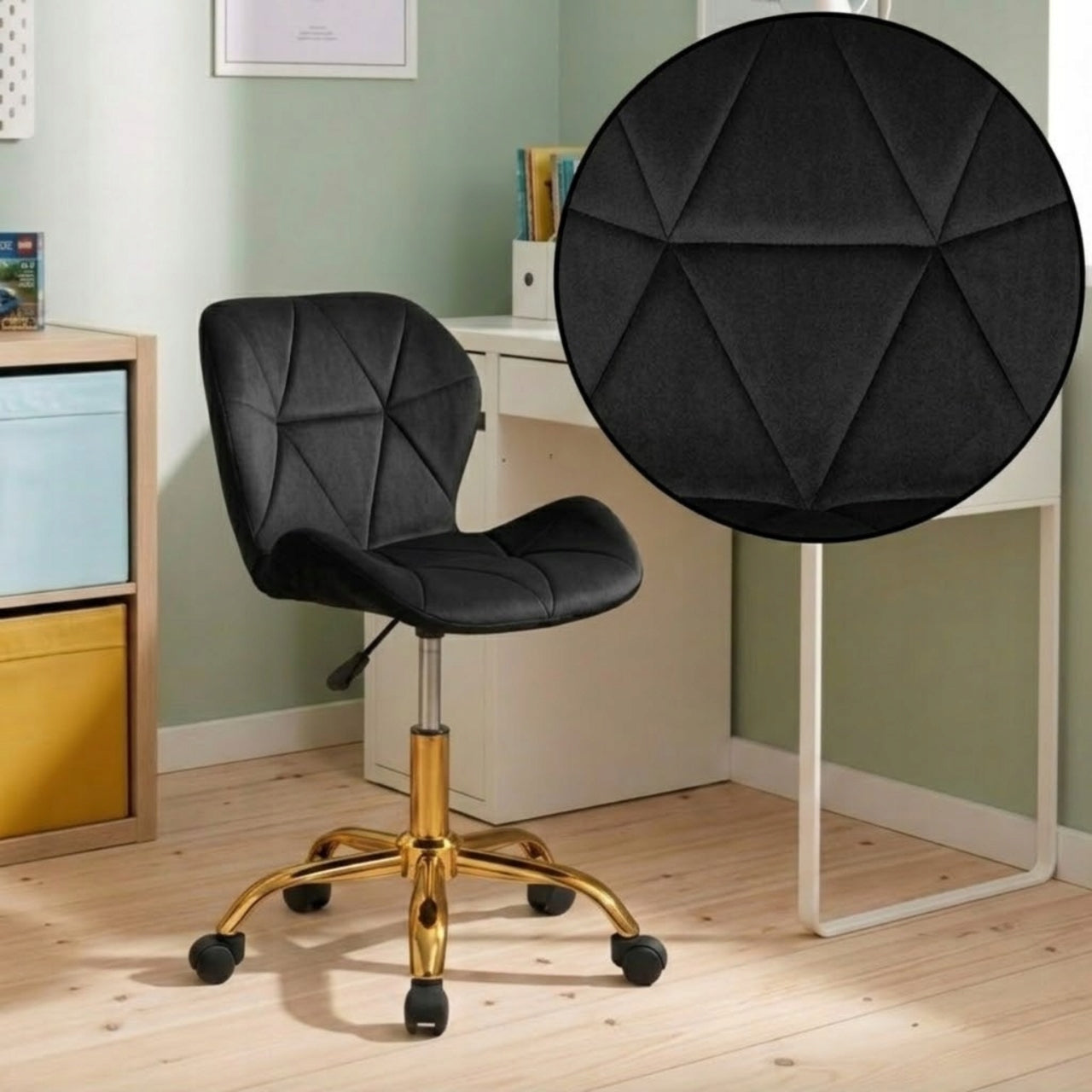 Office swivel chair office desk chair velour comfortable black Manufacturer code 1x1593 młodzieżowy regulowane velvet