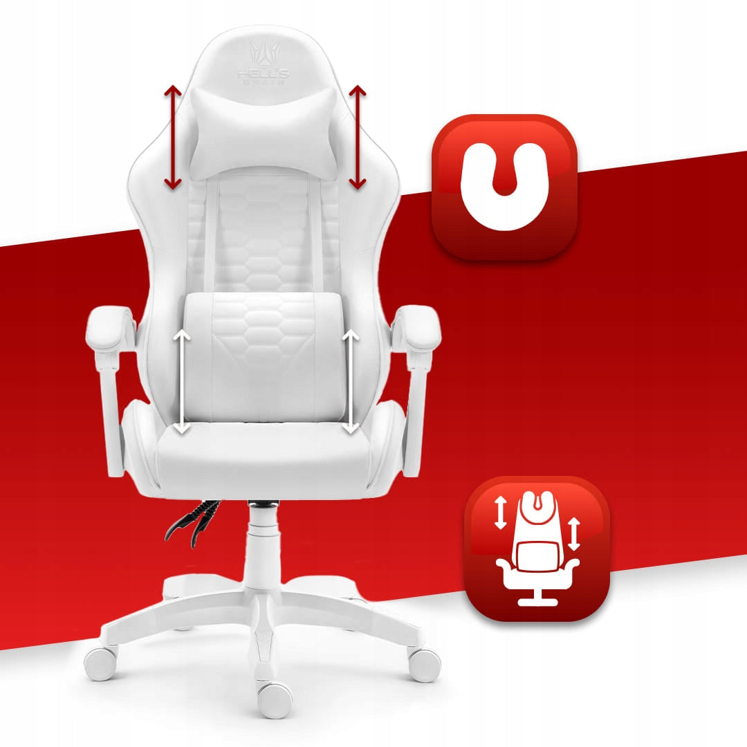 Office swivel gaming chair Hell's Chair HC- 1000 White Furniture width 64 cm