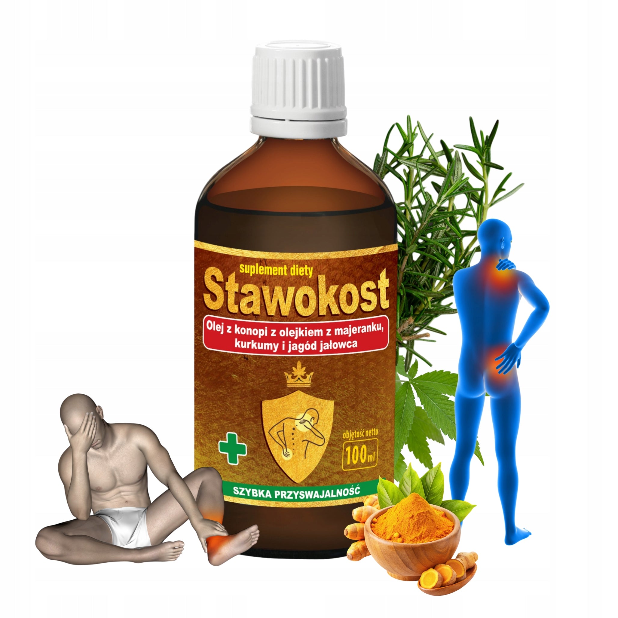 Oil JOINTS AND BONES from Hemp and Turmeric STAWOKOST 100 ml ASEPTA