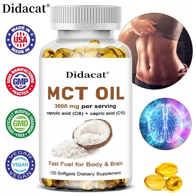 Oil MCT 3600 mg C8 C10 Capsules Keto Fuel Brain & Body Non-GMO Packaging status original
