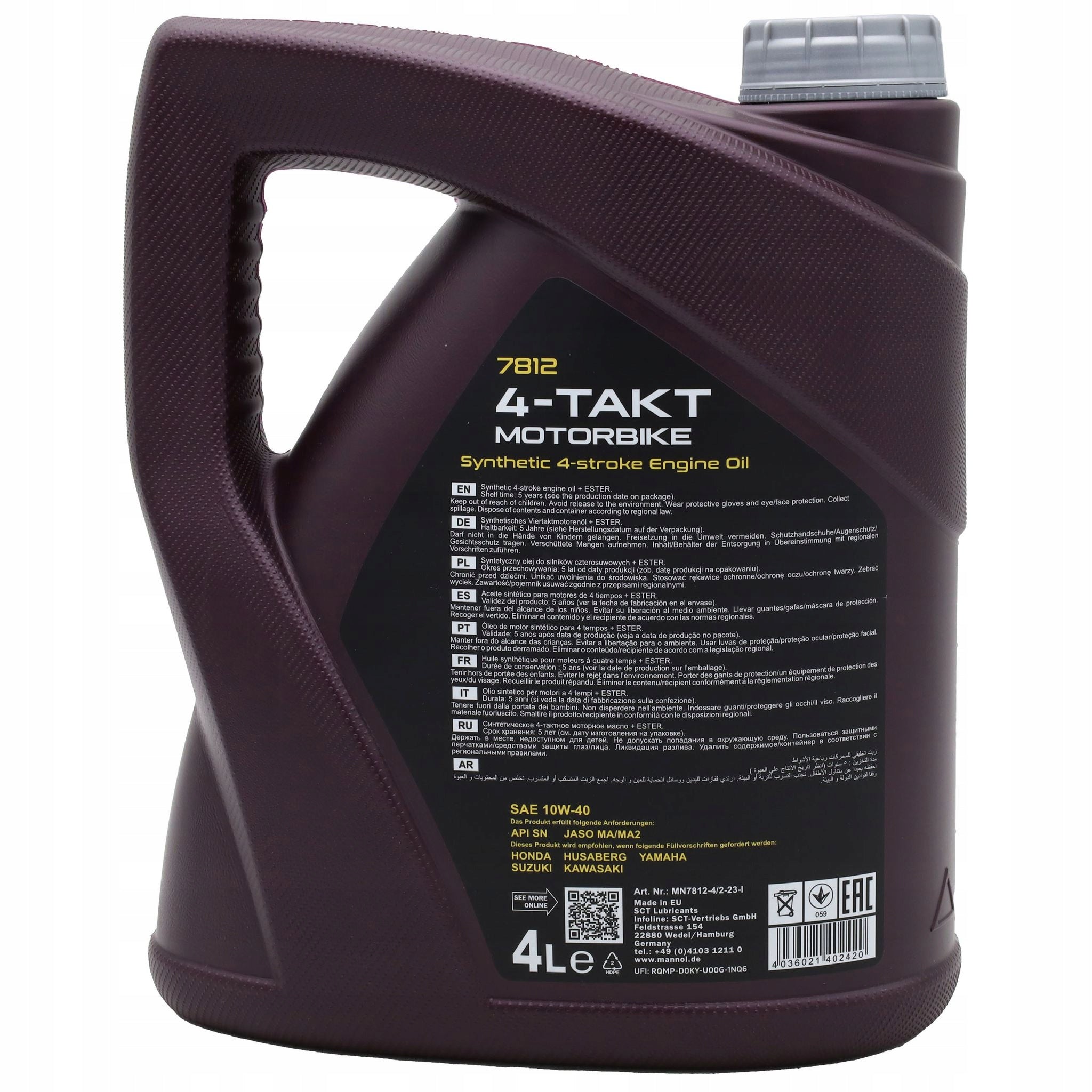 Mannol 7812 Motorrad 4-Takt 10W-40 Motoröl, 4 l