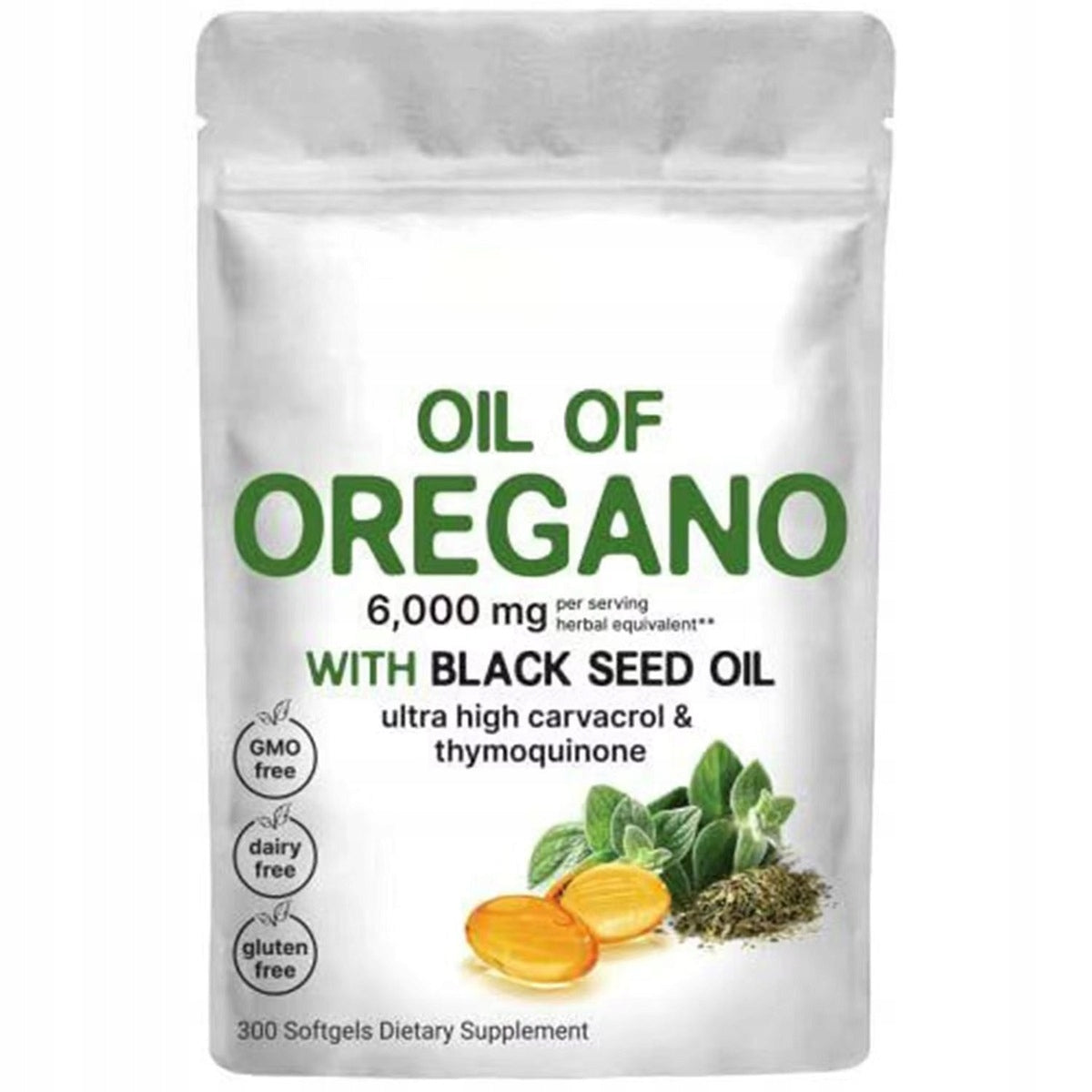 Olej z oregano 300 capsules, 2 in 1 with black cumin oil 200 mg