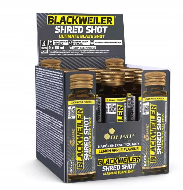 Olimp BLACKWEILER SHRED SHOT 9x60ml PRE-WORKOUT CAFFEINE Lemon Apple