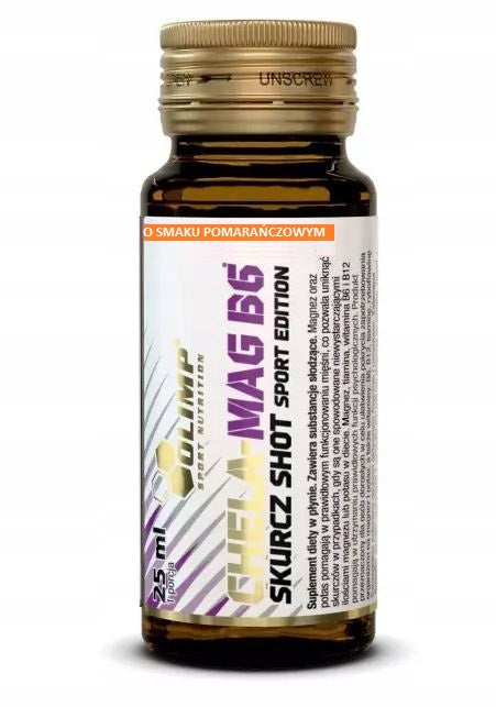 Olimp CHELA-MAG B6 SHOT SHRINKAGE Magnesium Potassium 9x25ml Glass Ampoules Orange EAN (GTIN) 5901330090776