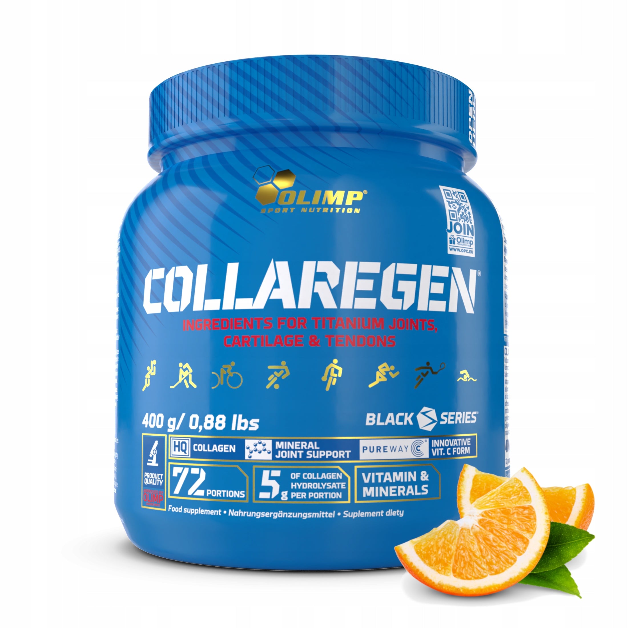 Olimp Collaregen 400g Orange Collagen Wit. C Healthy Joints Muscle Bones