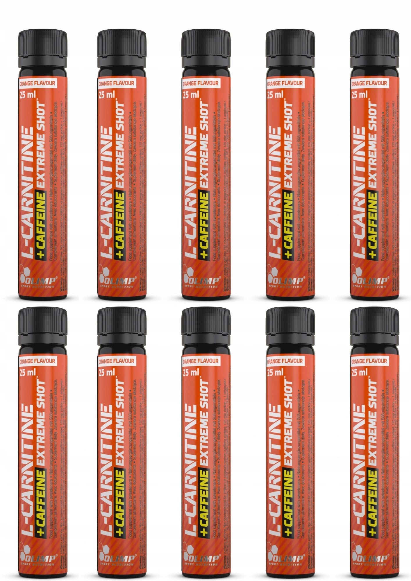 Olimp | L-CARNITINE + CAFFEINE SHOT 10x25ml | Orange| Stimulation