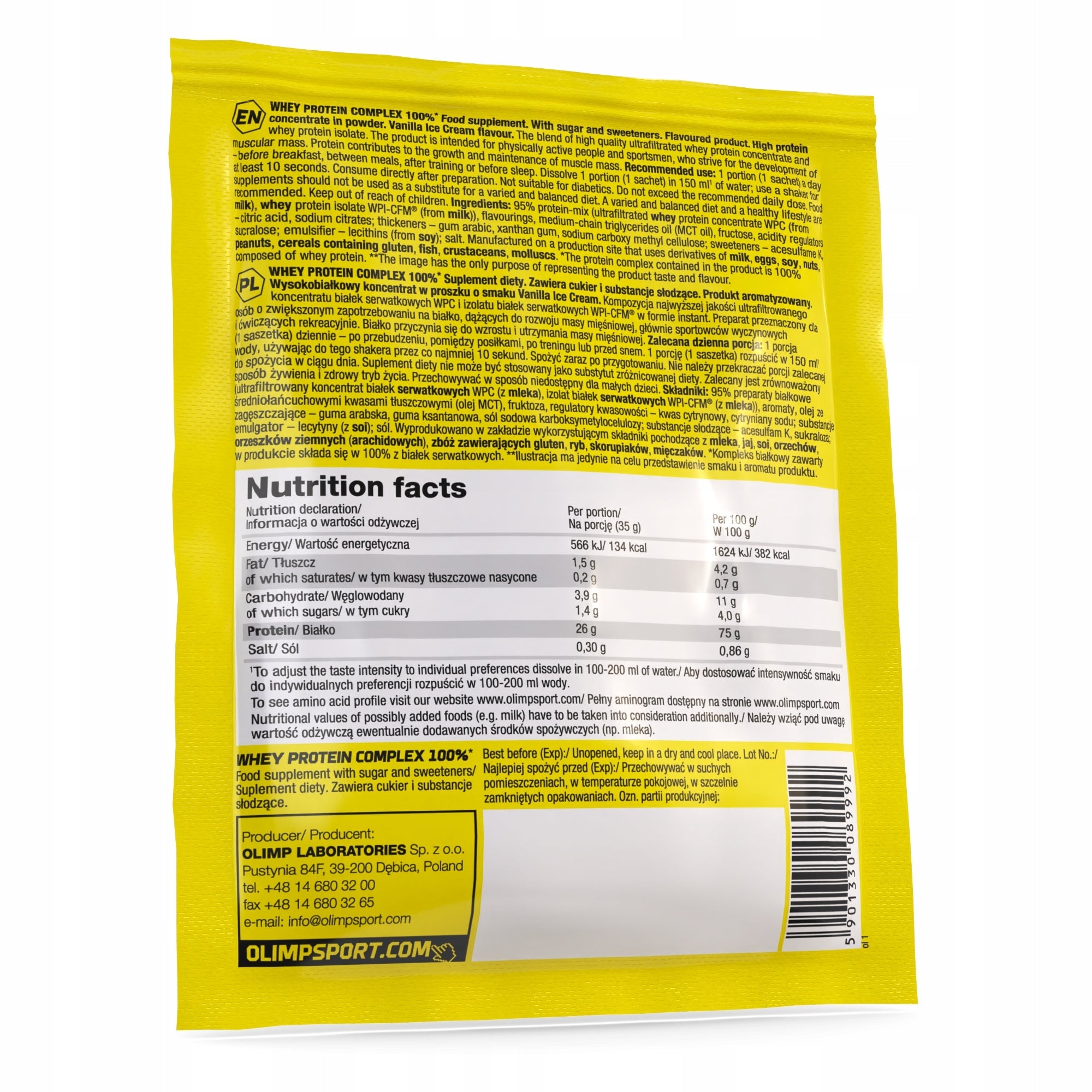 Olimp Whey Protein Complex 100% serving 35g VANILLA ICE CREAM Packaging status original