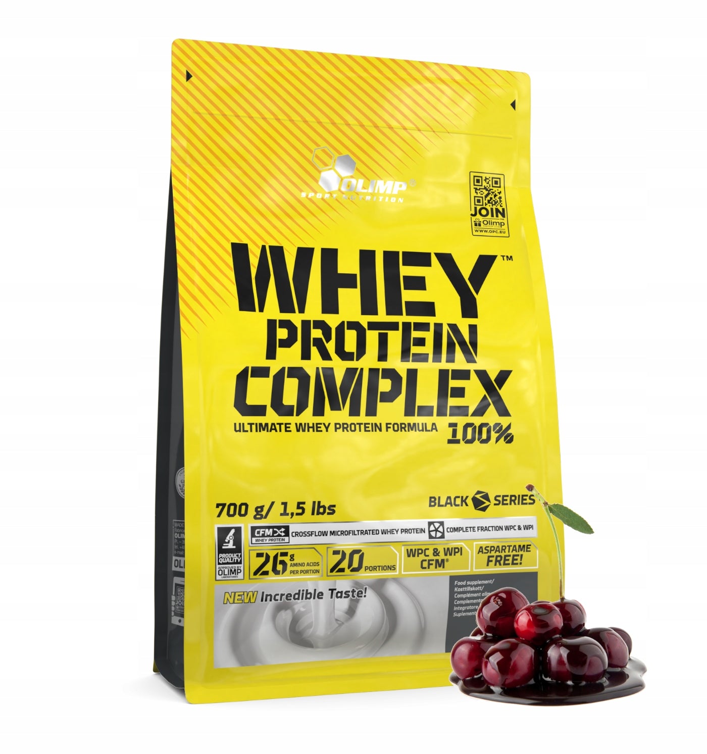 Olimp Whey Protein Complex 700 g Chocolate and Cherry Flavour Packaging status original
