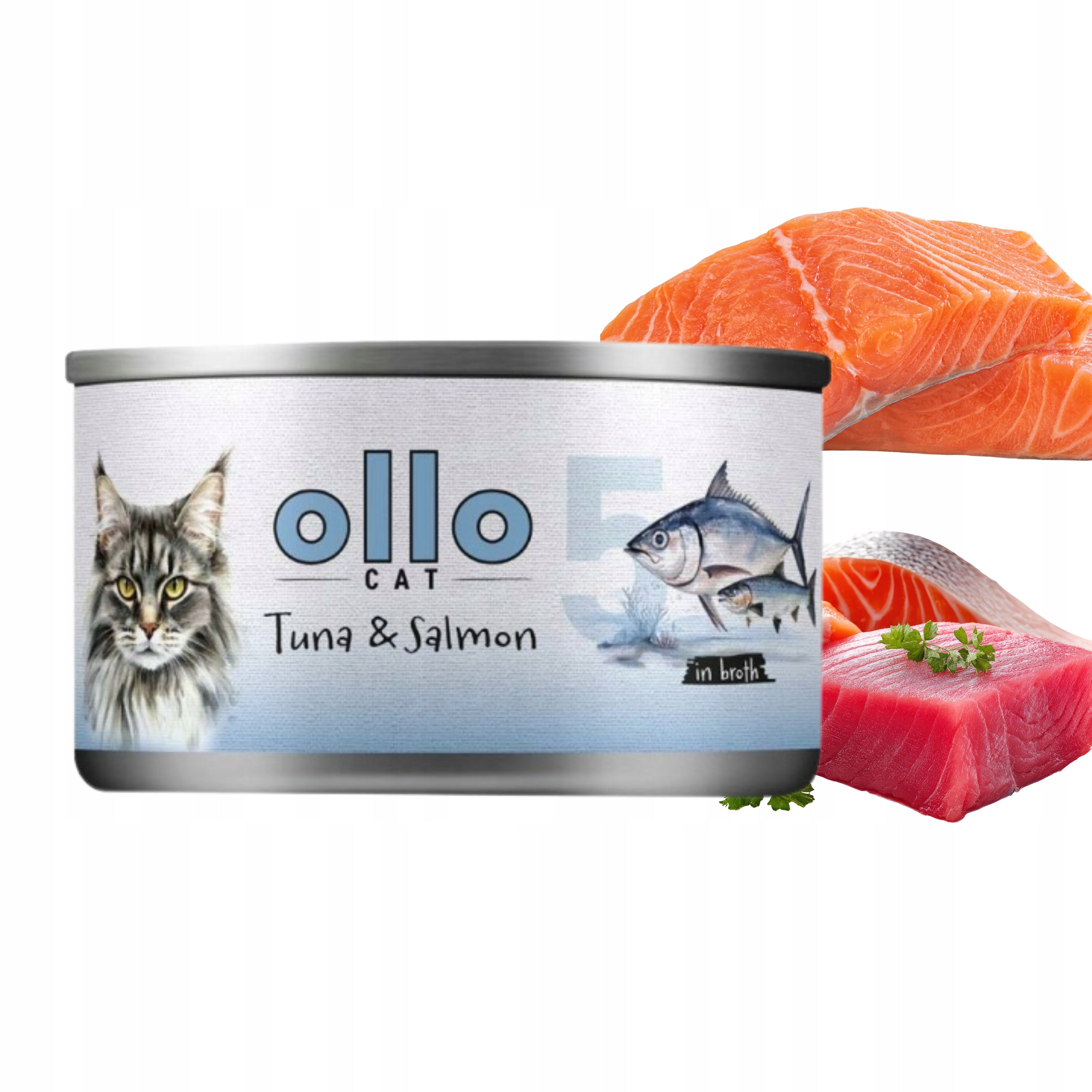 Ollo Cat No. 5 Tuna & Salmon in broth 70g