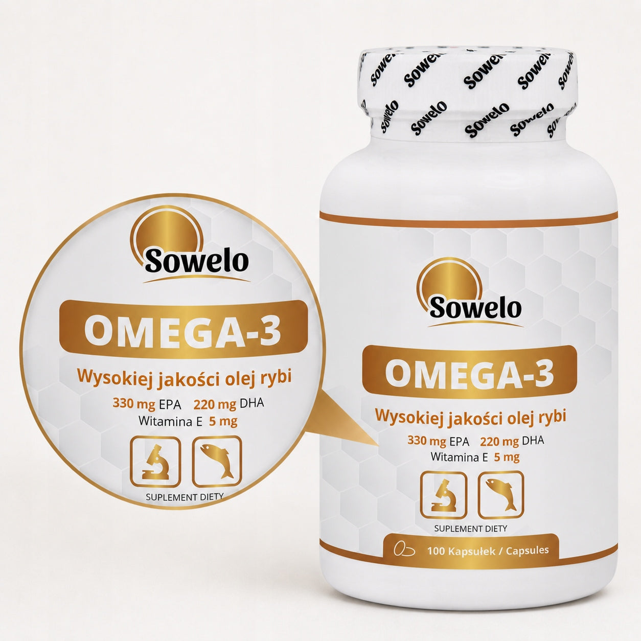 Omega 3 1000 mg 330 EPA + 220 DHA + Vitamin E 100 Kaps – Heart, Brain – Sowelo Manufacturer code SO3_3322_01