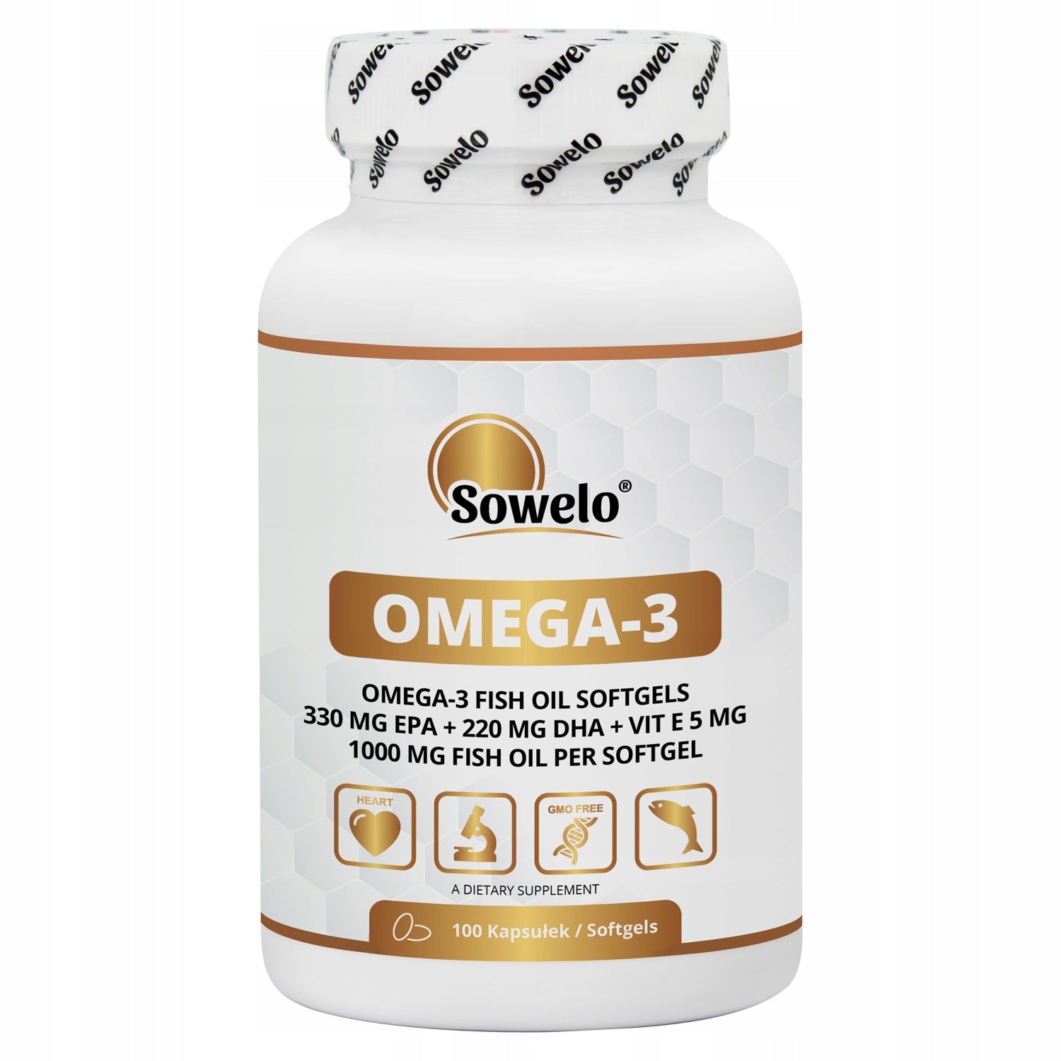 Omega 3 1000 mg 330 EPA + 220 DHA + Vitamin E 100 Kaps – Heart, Brain – Sowelo