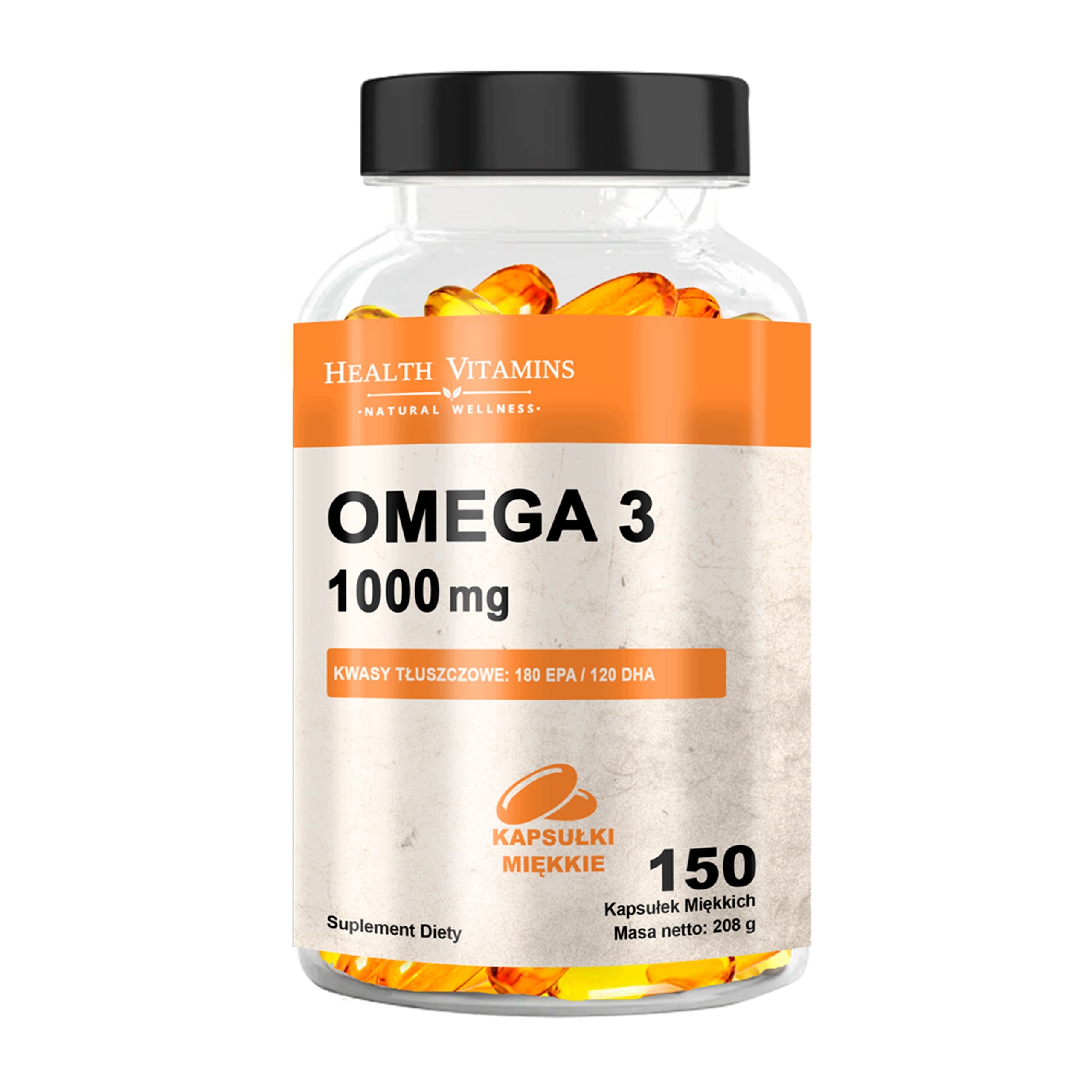 Omega 3 1000mg HEALTH VITAMINS 150 days supplementation EPA DHA LOW TOTOX