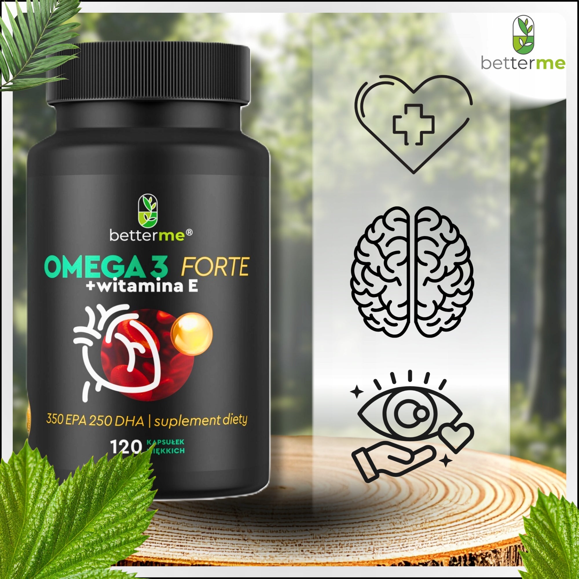 Omega 3 – 120 capsules - Forte Fish Oil, EPA DHA 600mg - for heart, brain Packaging status original