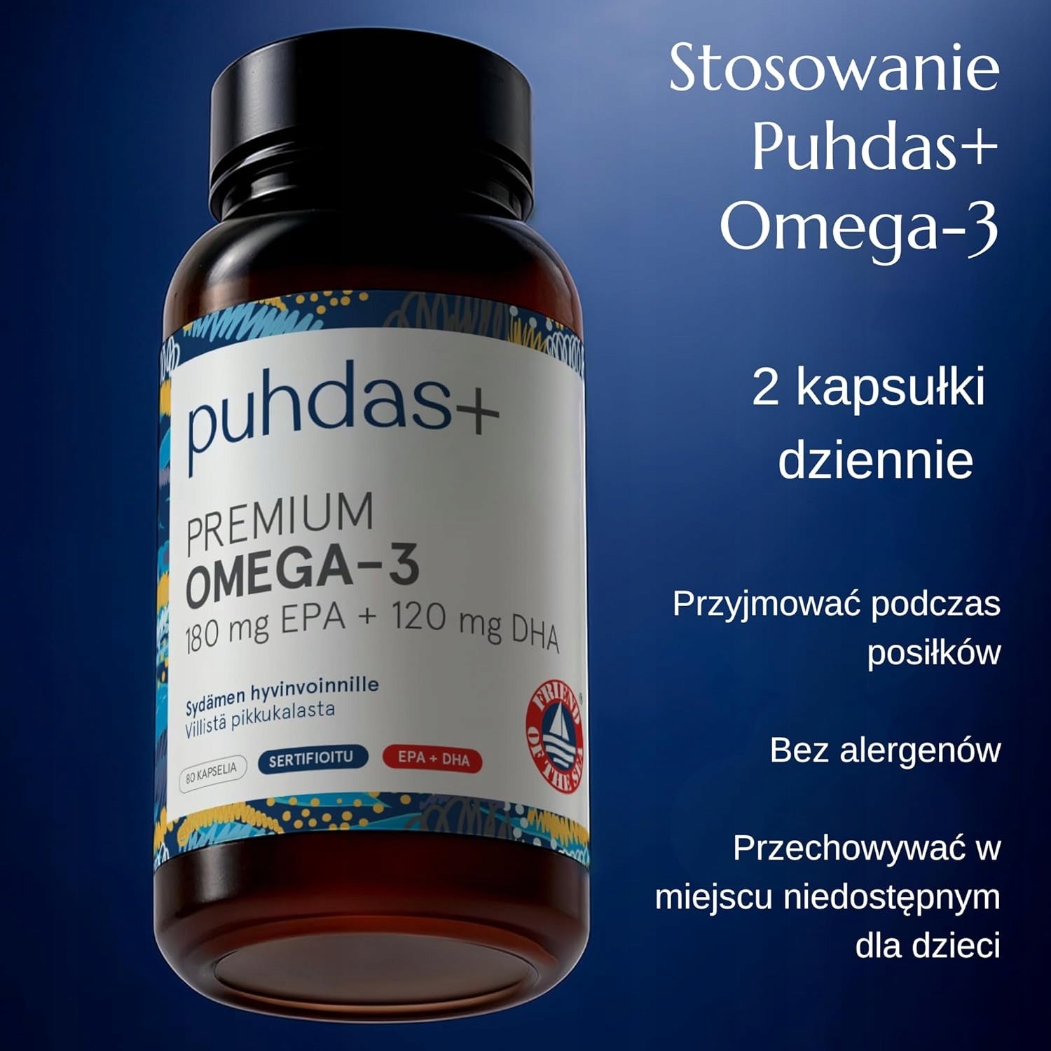 Omega 3 180 EPA 120 DHA 80 kaps olej rybi Finlandia Premium Packaging status original