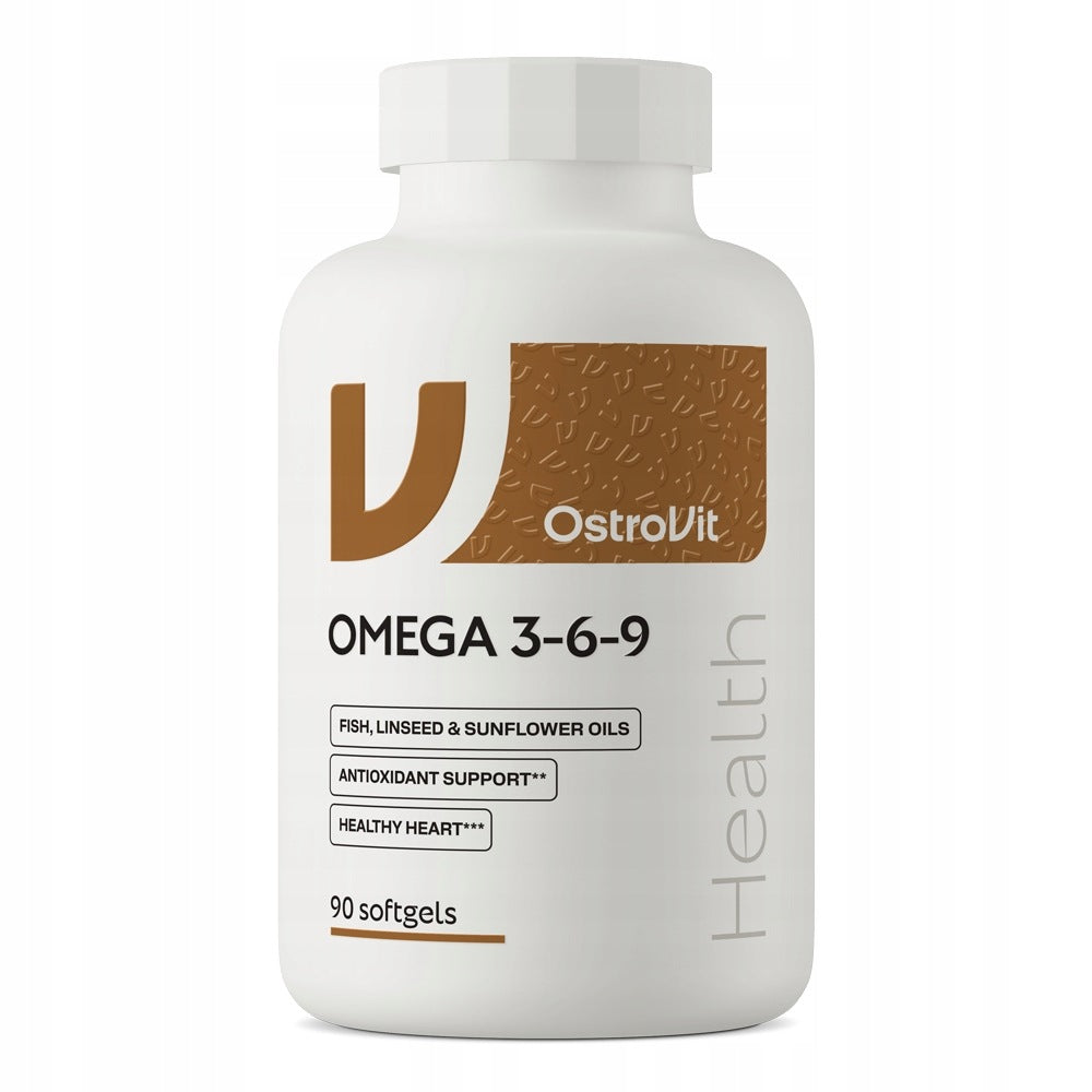 Omega 3-6-9 OstroVit 90 caps FATTY ACIDS Fish Oil + Linen + VIT E