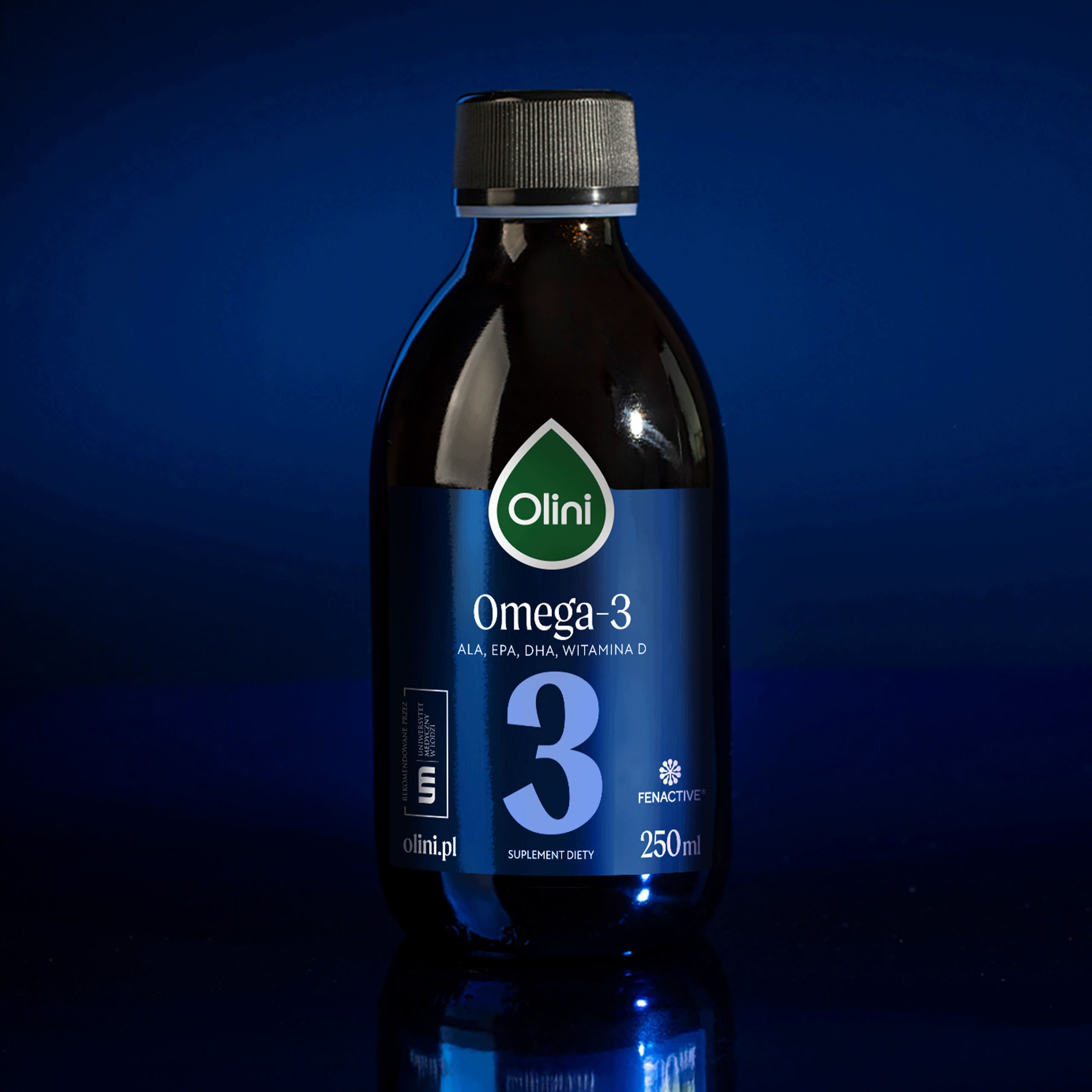 Omega 3 Food OLINI Oil 250ml with Black Flax Tran Vitamin D acids Medical device no