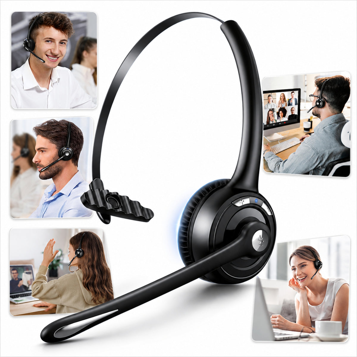 On-Ear Headphones With Bluetooth Microphone Active Noise Cancellation Lightweight