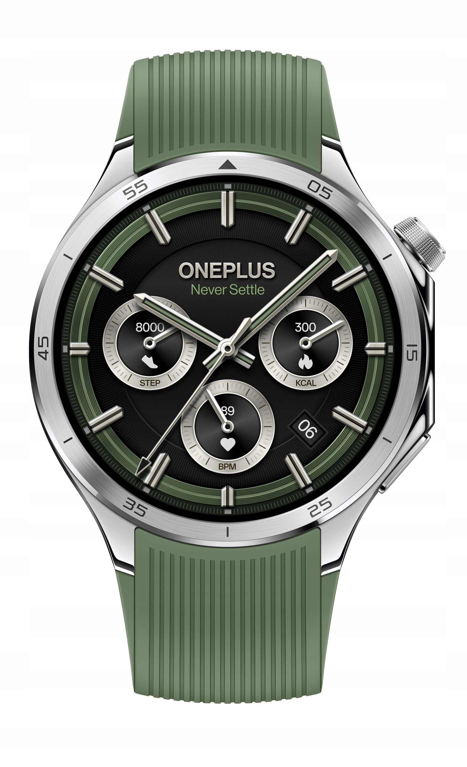 OnePlus Watch 3 Silver (Green Rubber Strap) Packaging status original