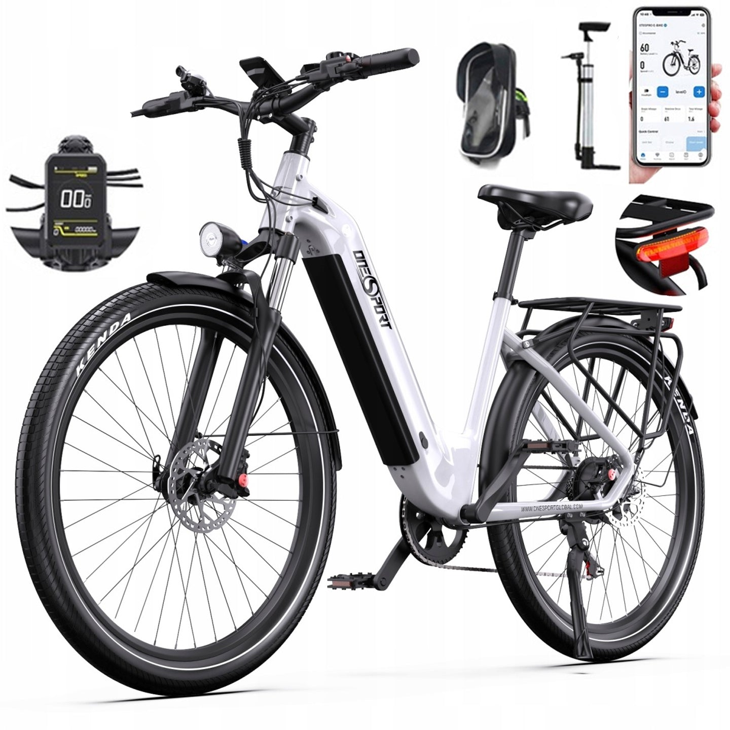 Onesport OT05 Electric Bicycle 250W 18.2Ah 27,5" 25km/h E-bike White